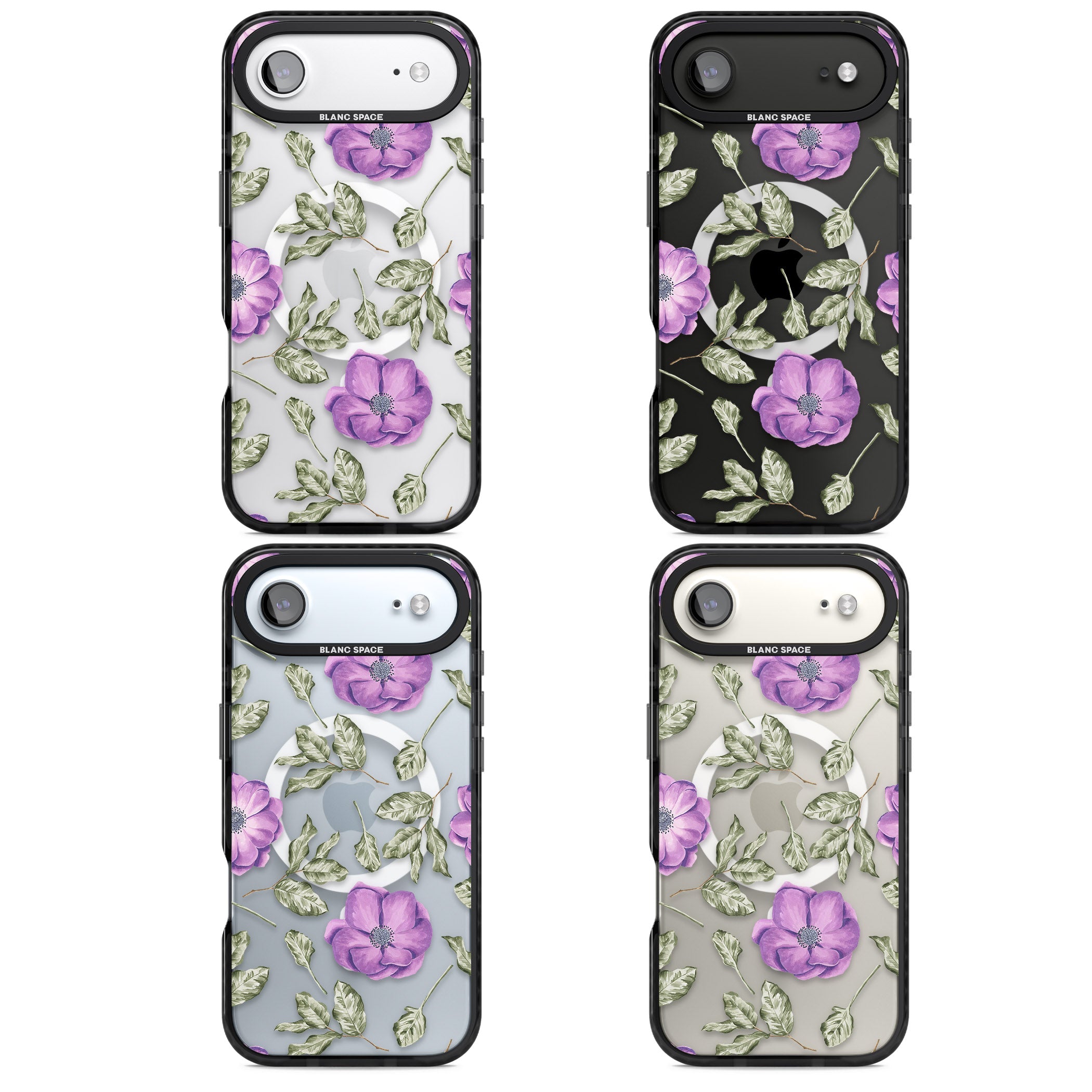 Purple Bloom Floral iPhone 17 Air Impact Pro Black Phone Case APT Impact Protection