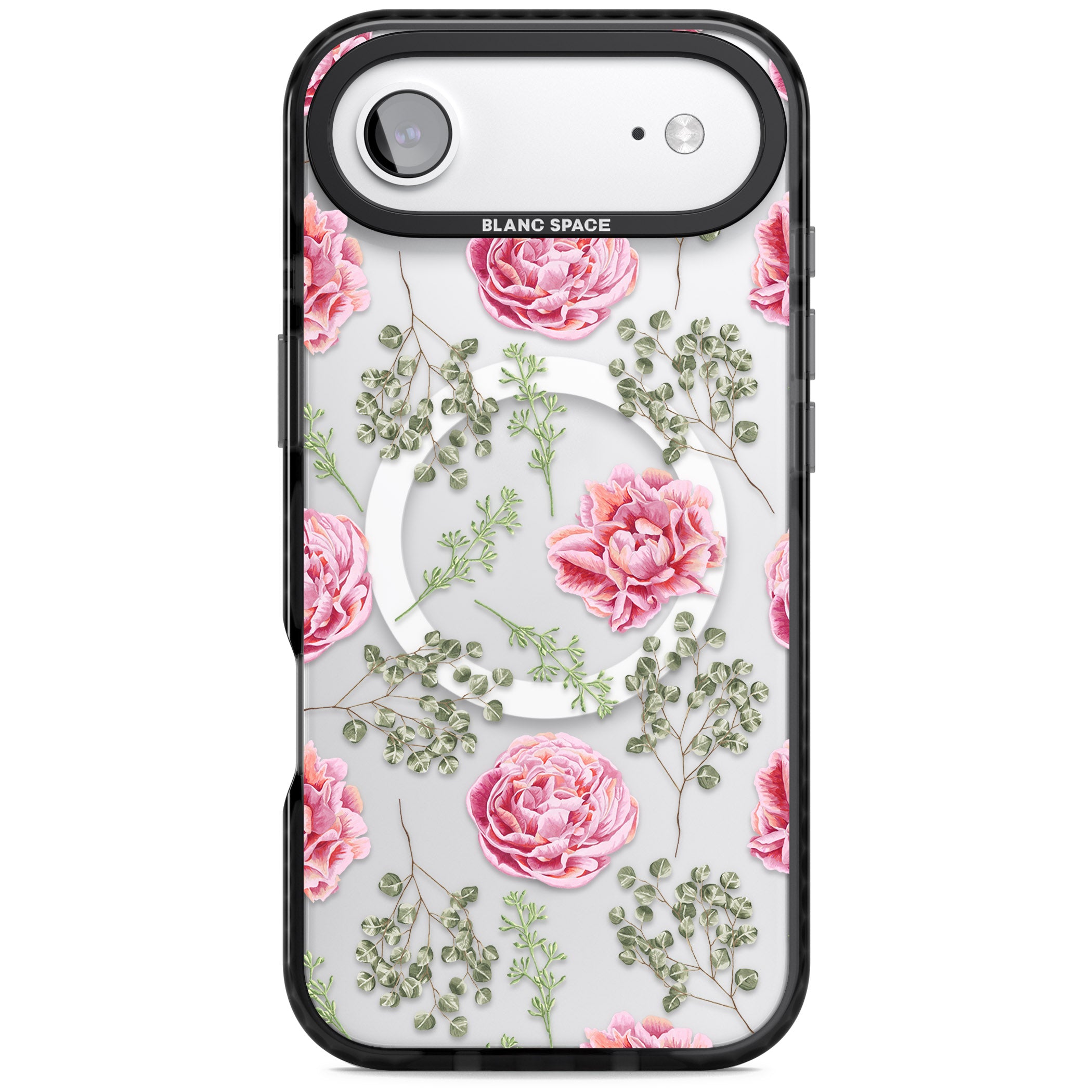 Roses & Eucalyptus Floral iPhone 17 Air Impact Pro Black Phone Case