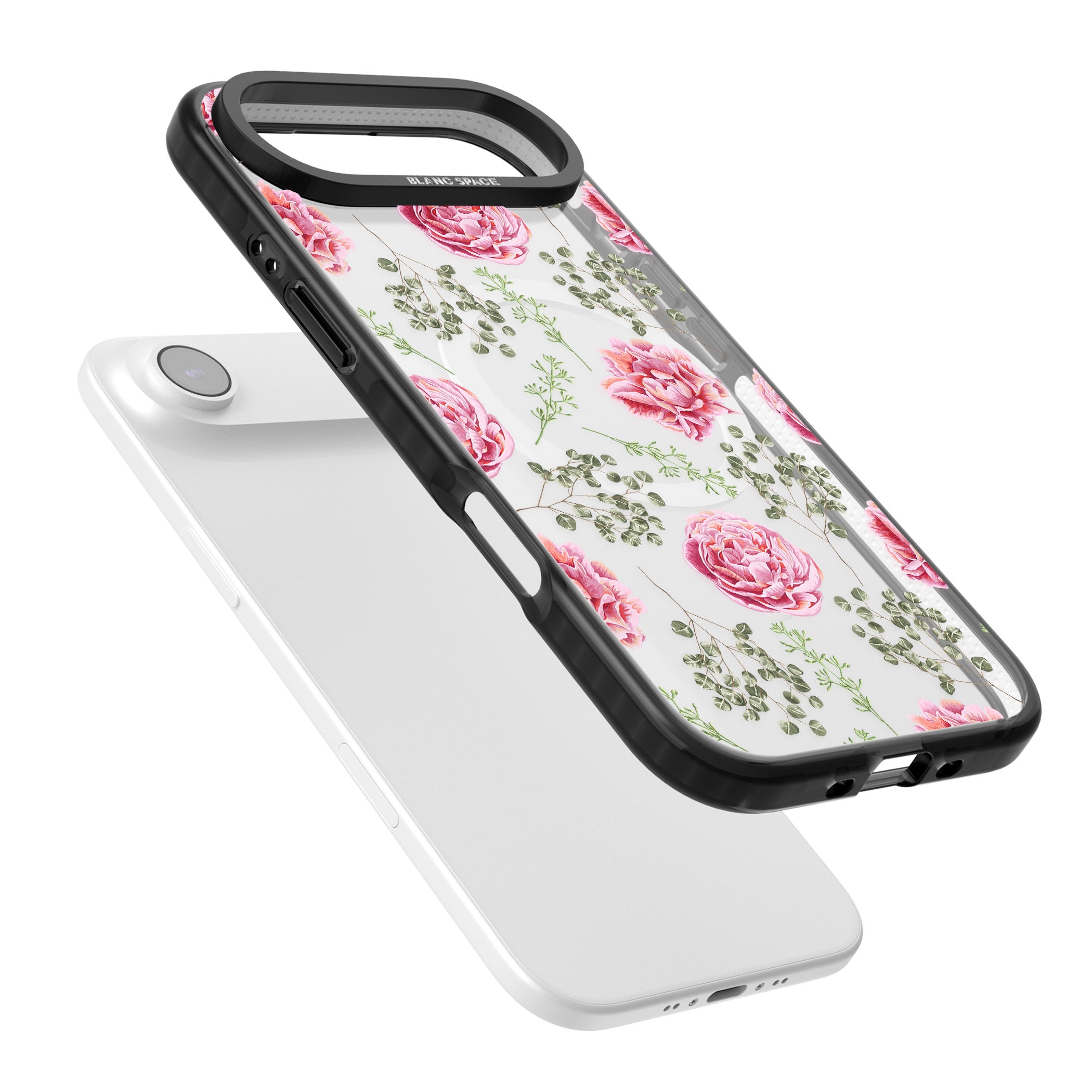 Roses & Eucalyptus Floral iPhone 17 Air Impact Pro Black Phone Case Colours