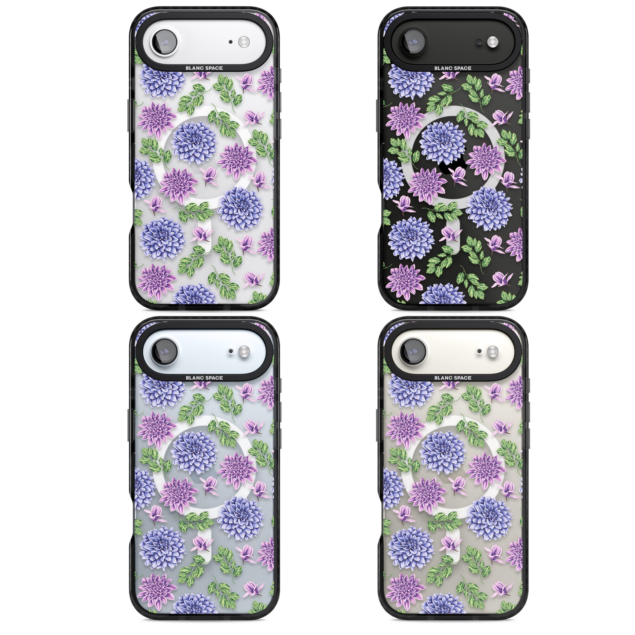 Purple Dahlias Floral iPhone 17 Air Impact Pro Black Phone Case APT Impact Protection