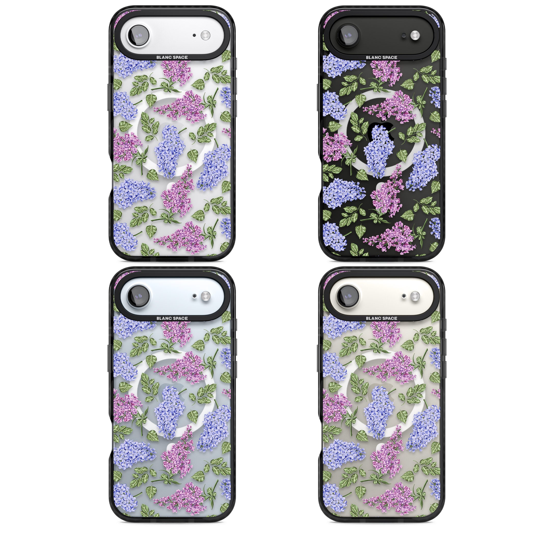 Purple Blossoms Transparent Floral iPhone 17 Air Impact Pro Black Phone Case APT Impact Protection