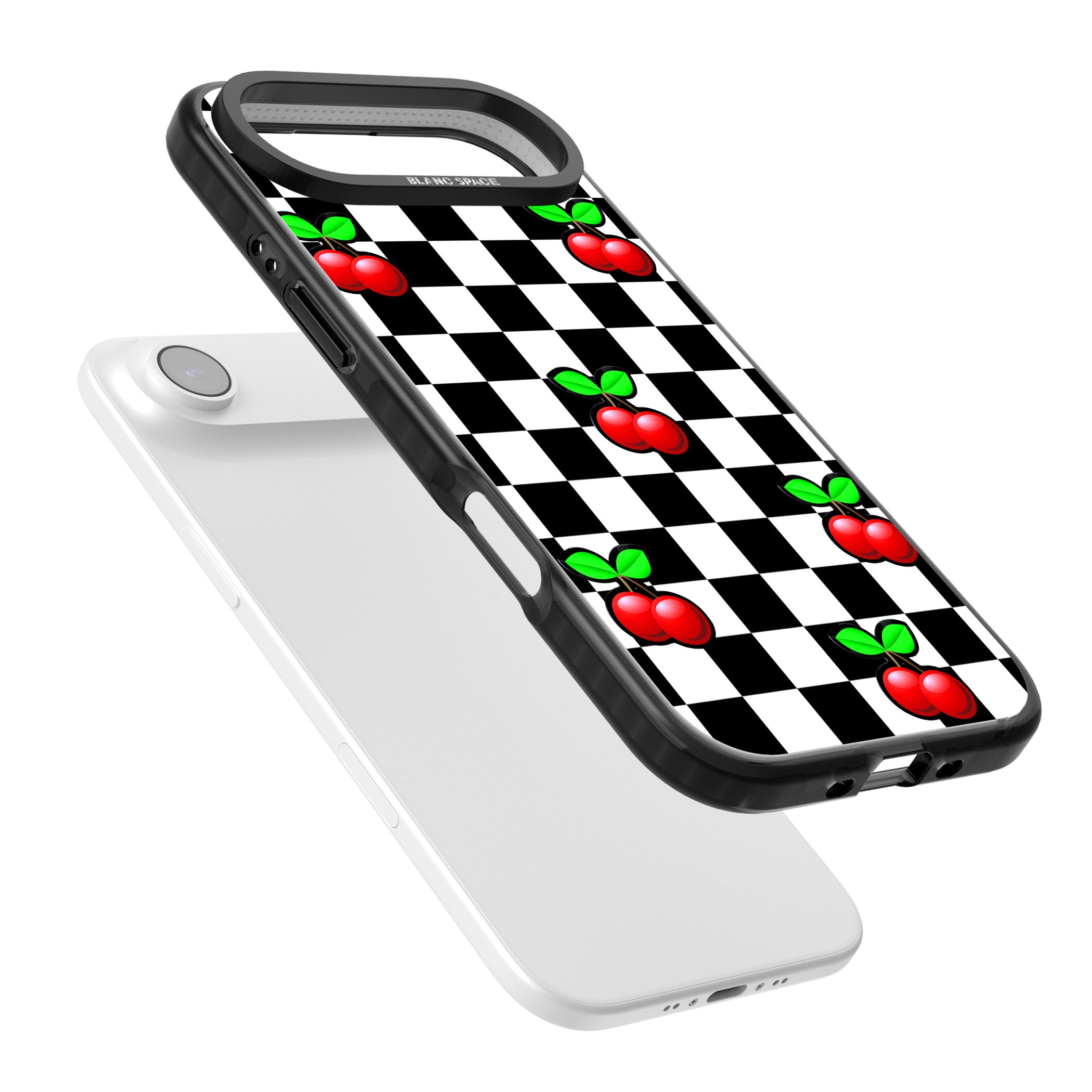 Checkered Cherry iPhone 17 Air Impact Pro Black Phone Case Colours