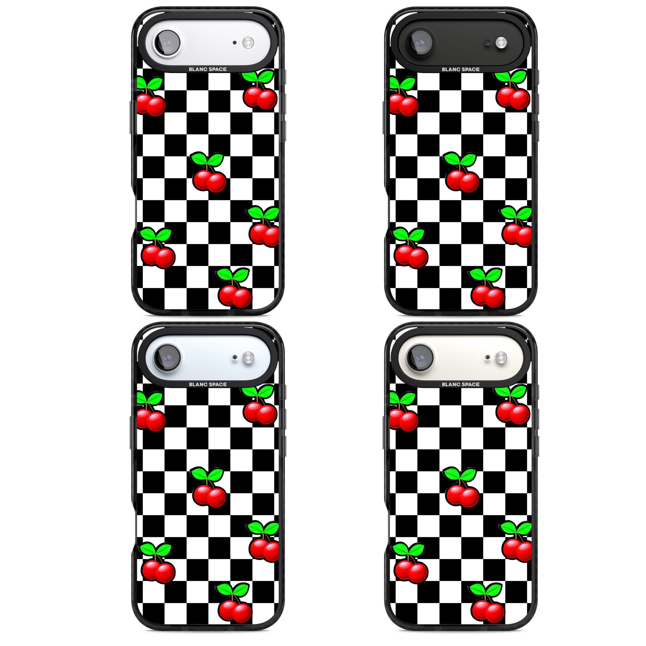 Checkered Cherry iPhone 17 Air Impact Pro Black Phone Case APT Impact Protection