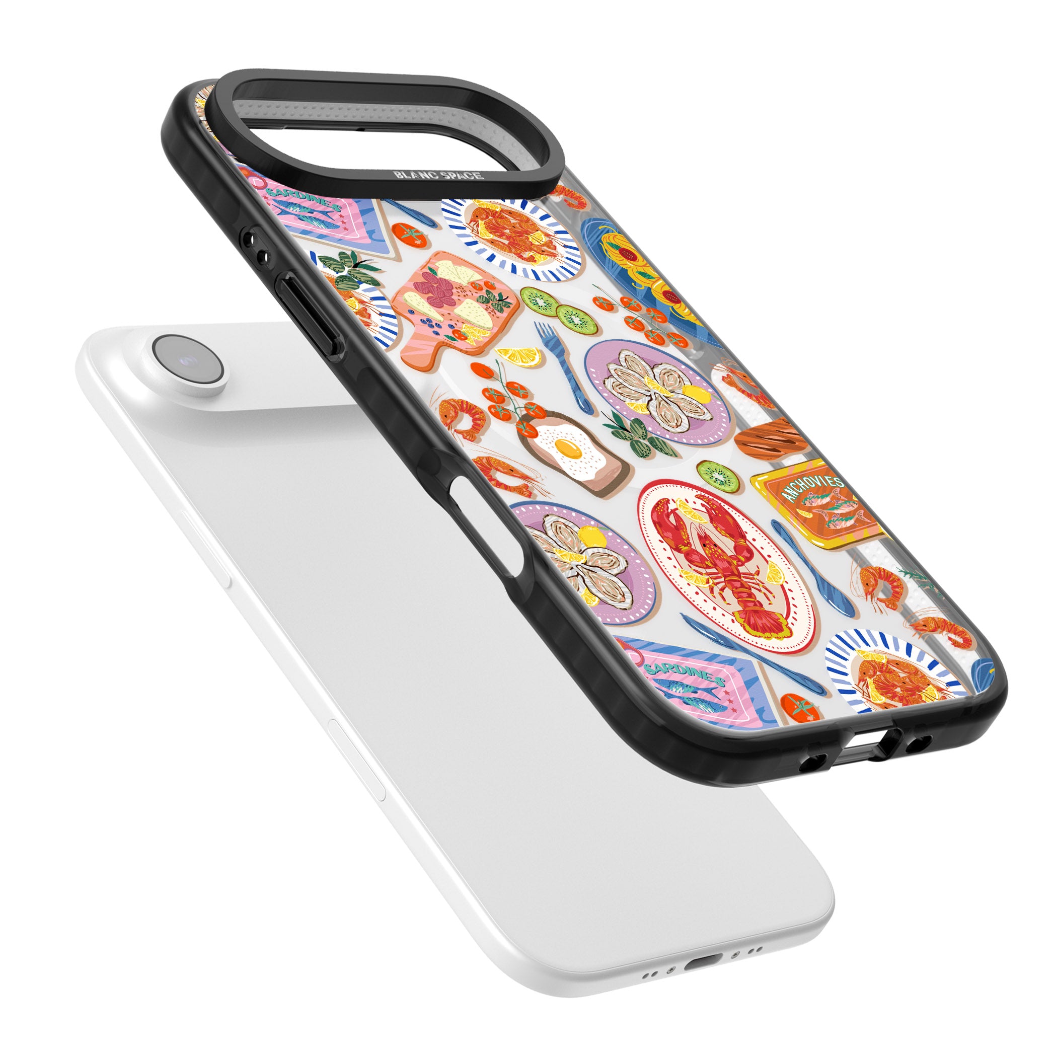 Seafood Pattern iPhone 17 Air Impact Pro Black Phone Case Colours