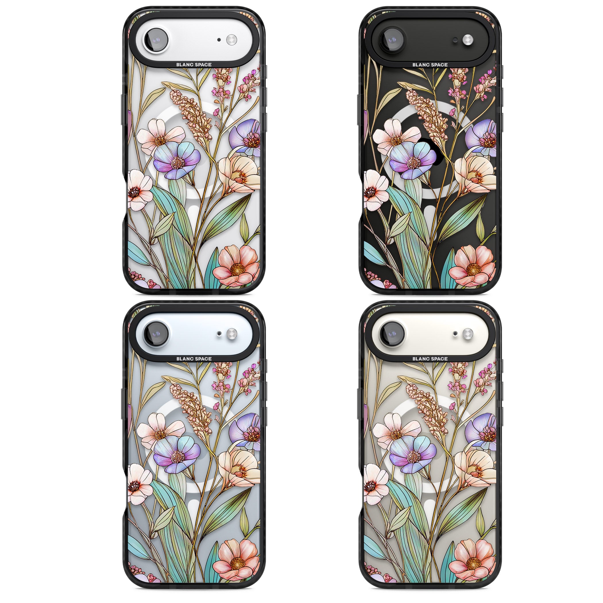 Glass Summer Flowers iPhone 17 Air Impact Pro Black Phone Case APT Impact Protection