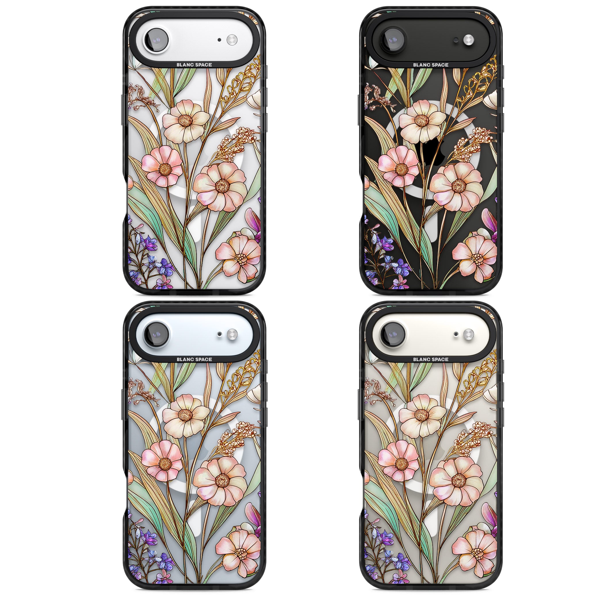 Glass Spring Flowers iPhone 17 Air Impact Pro Black Phone Case APT Impact Protection