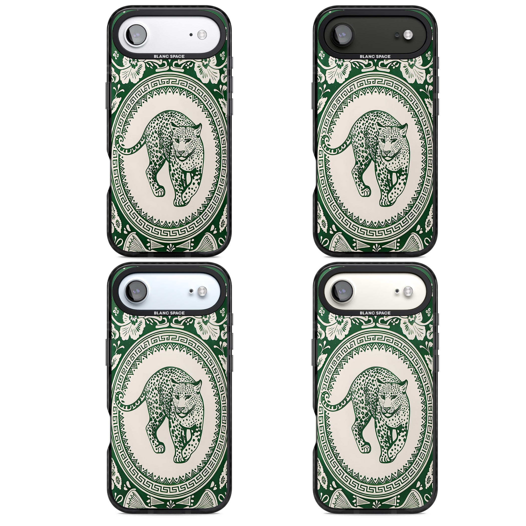 Green Leopard iPhone 17 Air Impact Pro Black Phone Case APT Impact Protection