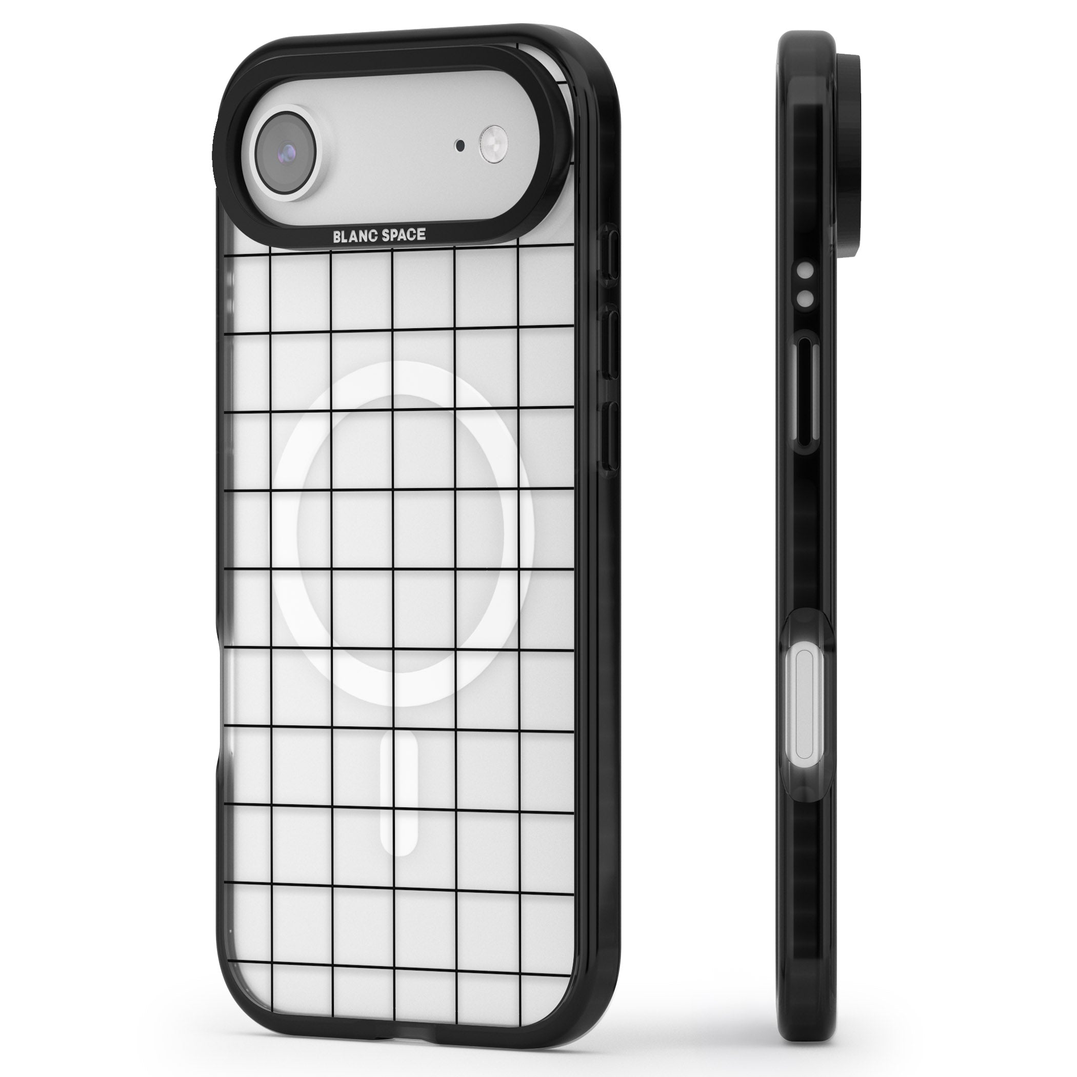 Simplistic Large Grid iPhone 17 Air Impact Pro Black Phone Case Side Profile