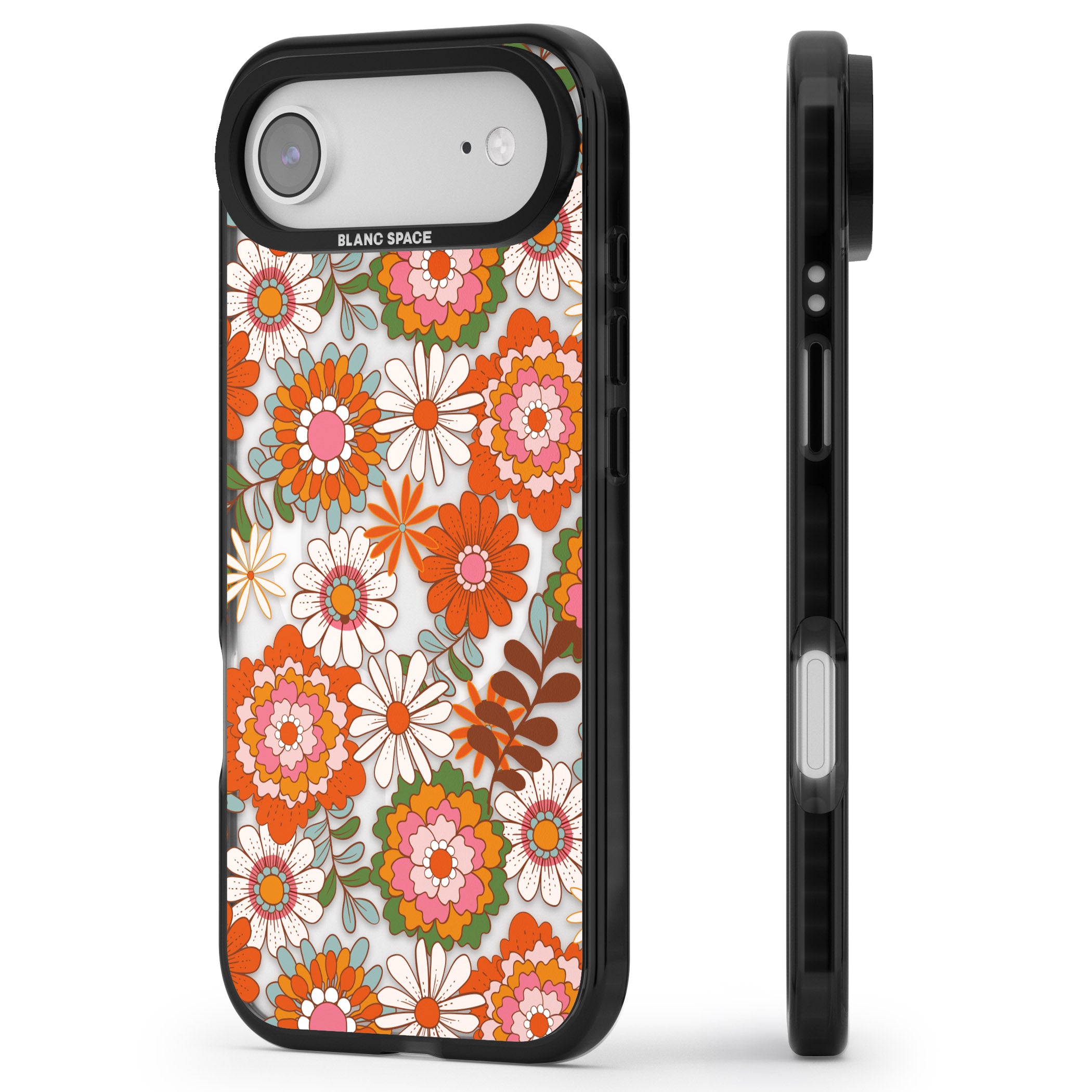 Seventies Bloom iPhone 17 Air Impact Pro Black Phone Case Side Profile