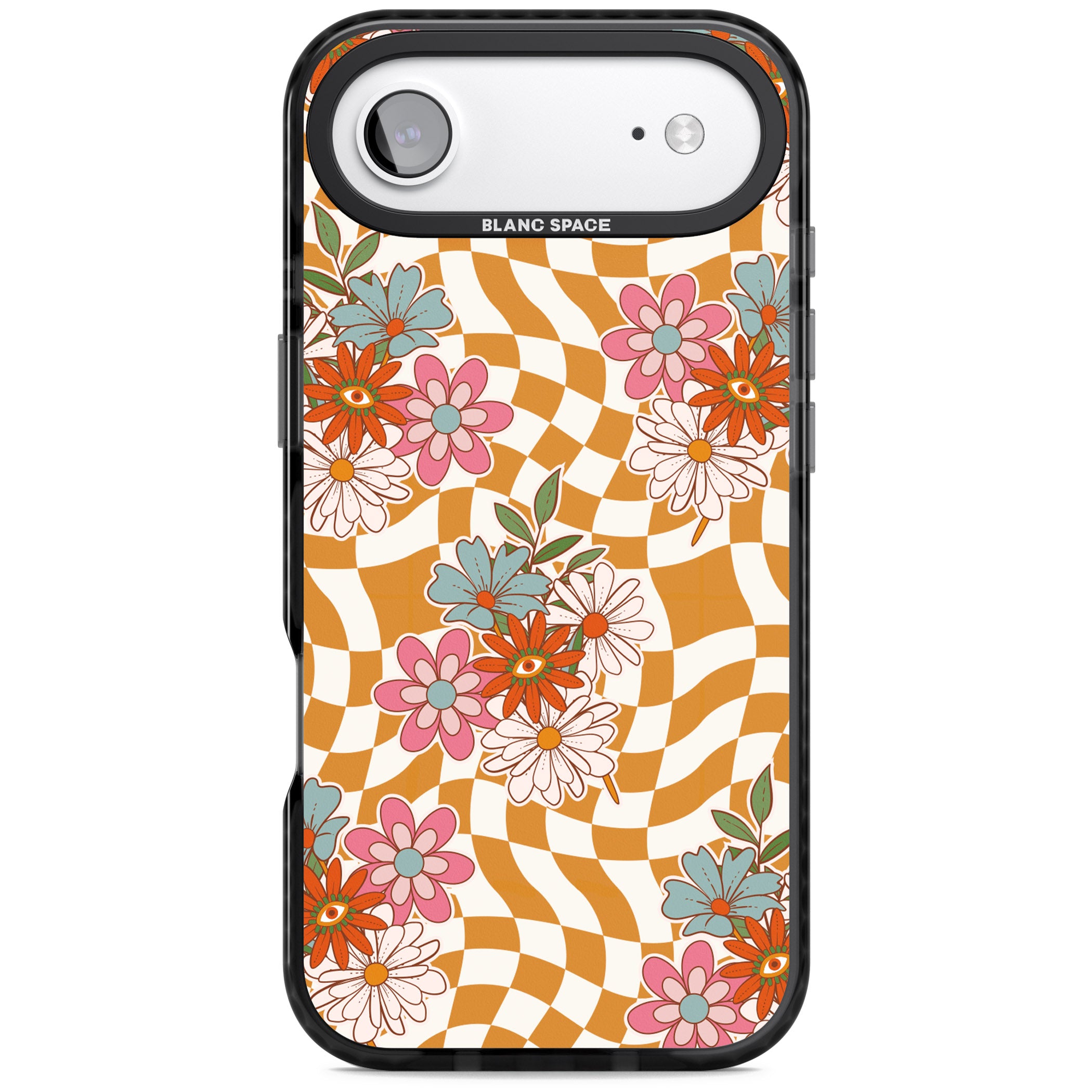 Wavy Checked Bloom iPhone 17 Air Impact Pro Black Phone Case