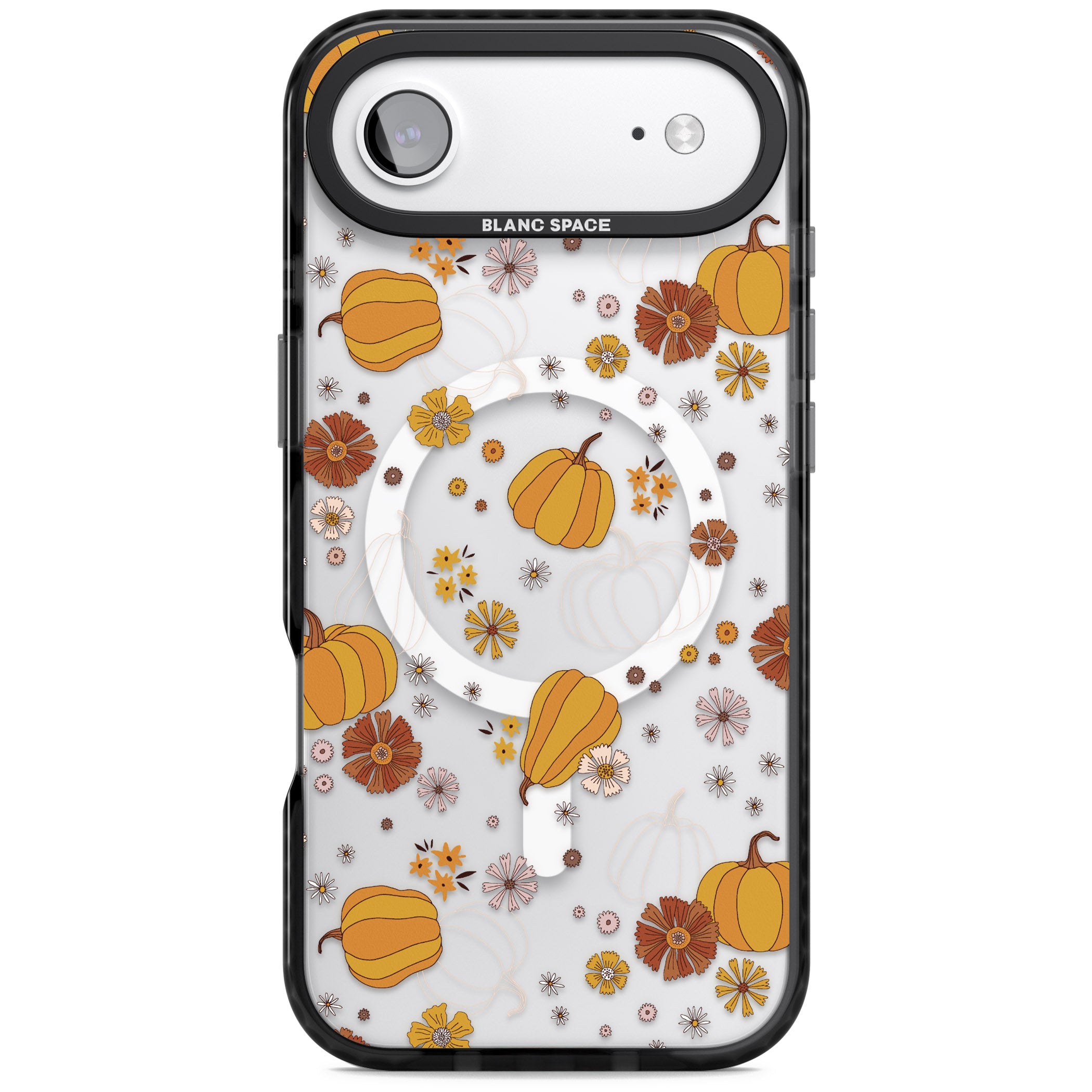 Halloween Pumpkins And Flowers iPhone 17 Air Impact Pro Black Phone Case