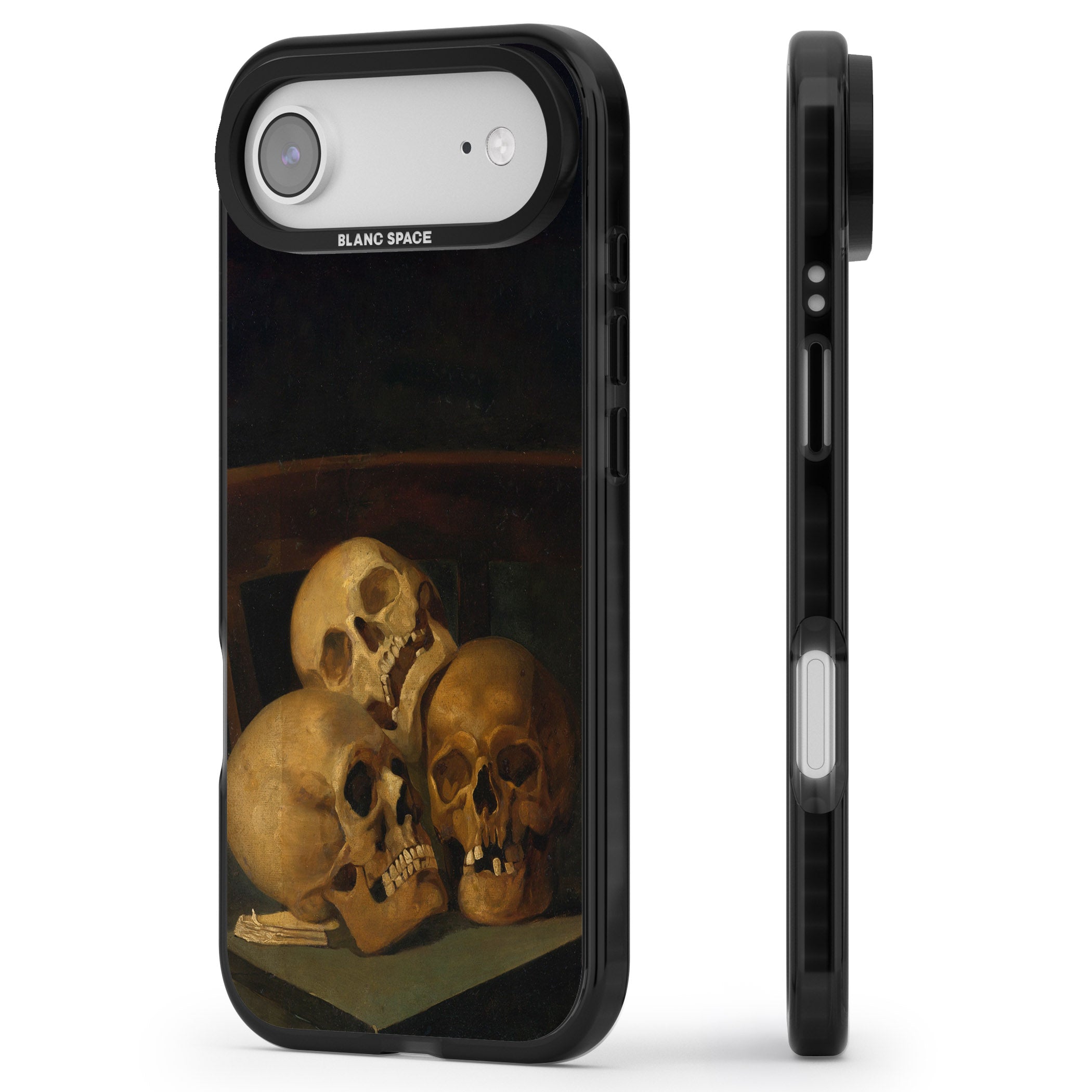 Still Life Of Three Skulls iPhone 17 Air Impact Pro Black Phone Case Side Profile