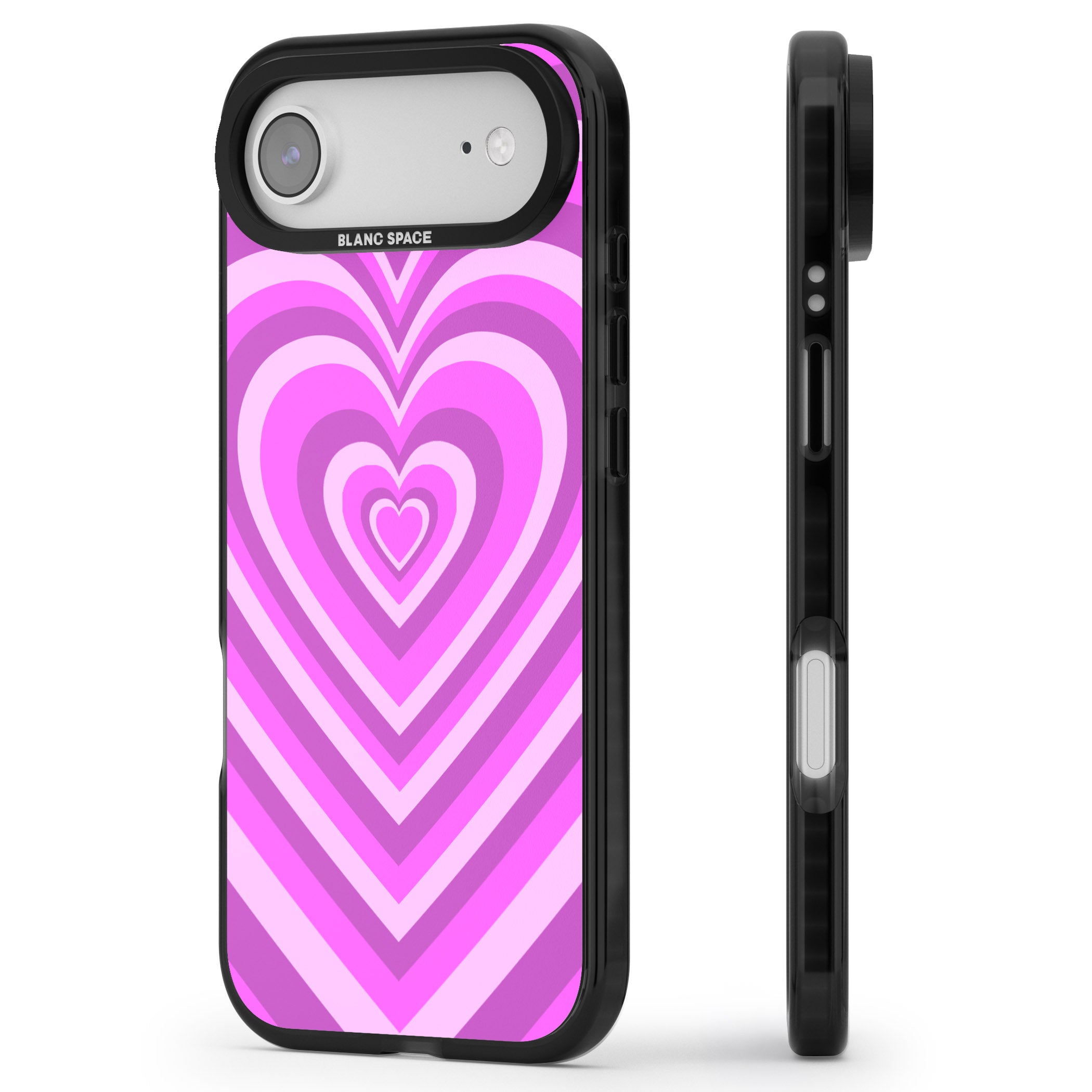 Pink Heart Illusion iPhone 17 Air Impact Pro Black Phone Case Side Profile