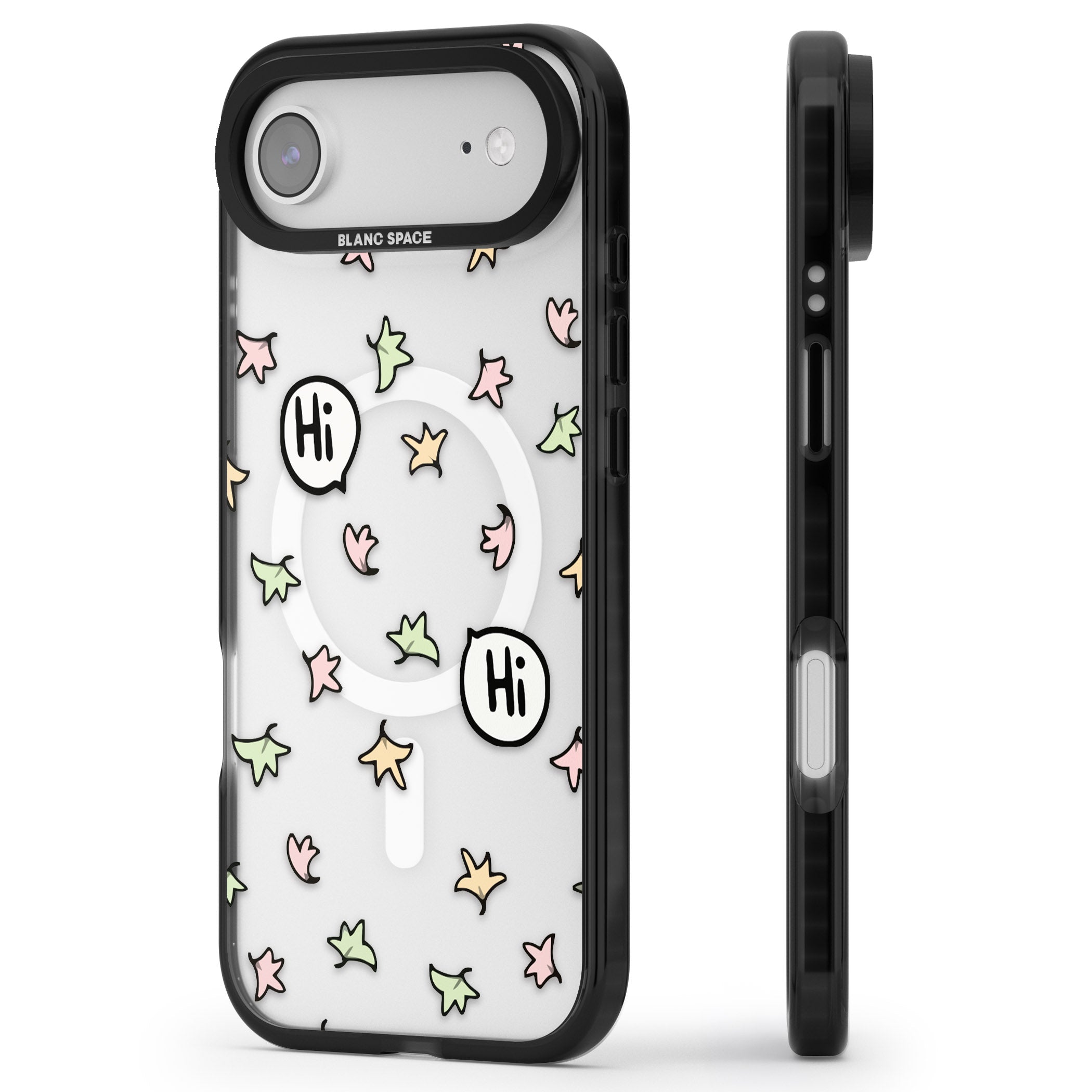 Heartstopper Leaves Pattern iPhone 17 Air Impact Pro Black Phone Case Side Profile