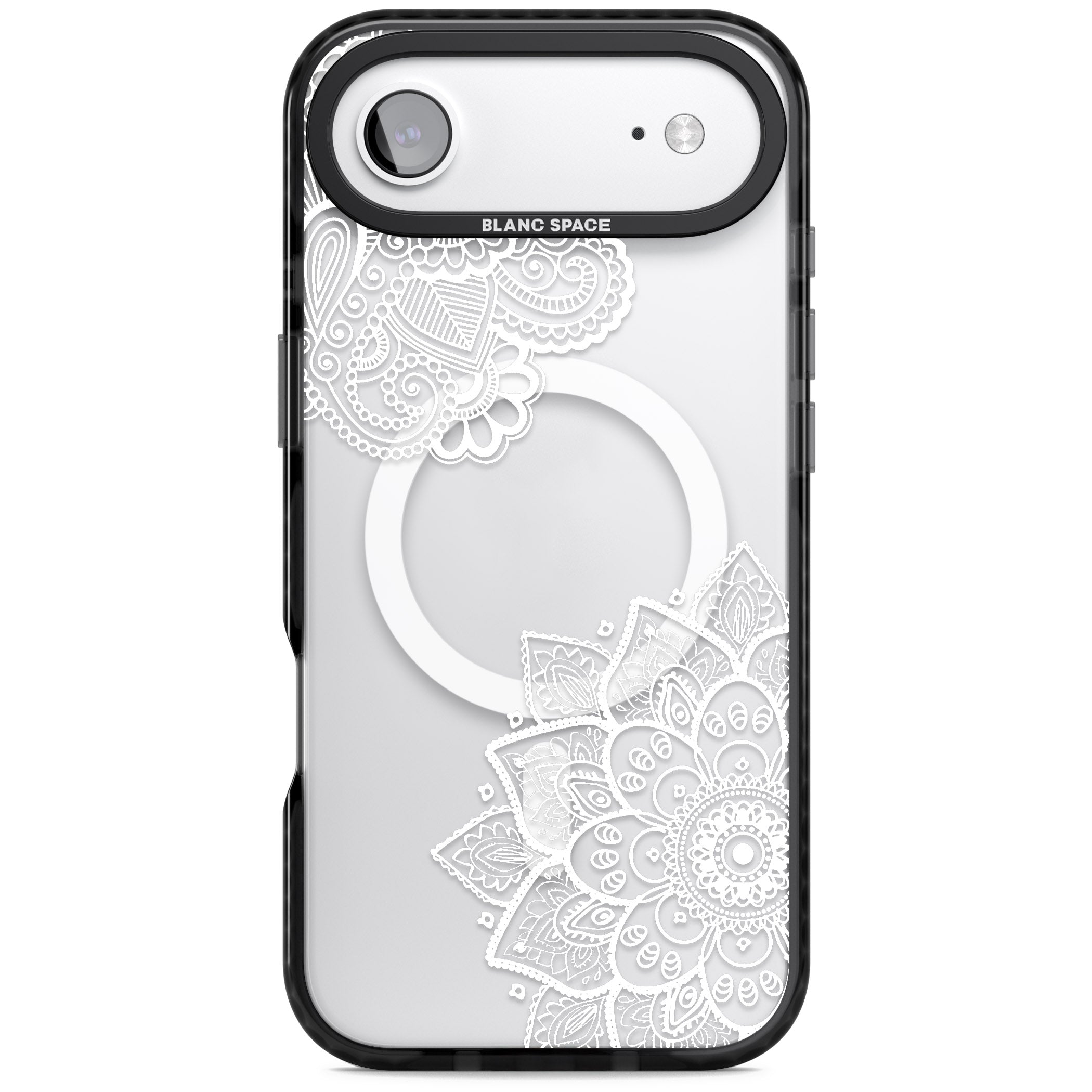 White Henna Florals iPhone 17 Air Impact Pro Black Phone Case