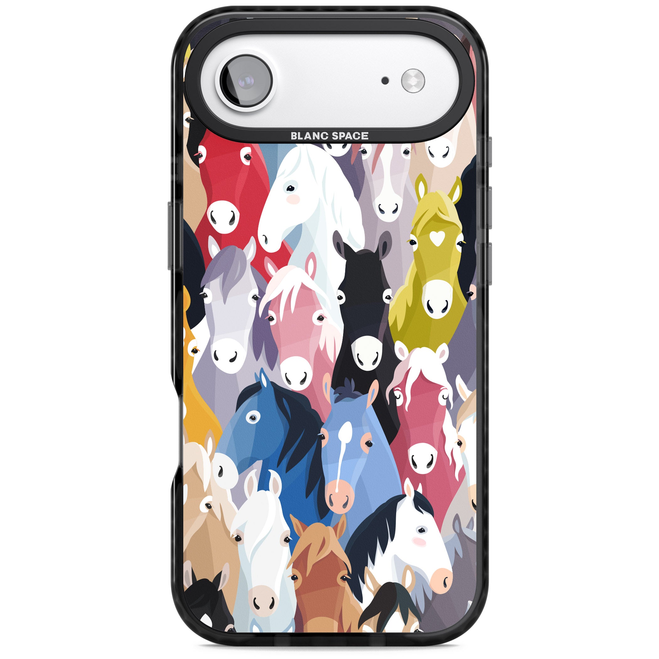 Colourful Horse Pattern iPhone 17 Air Impact Pro Black Phone Case