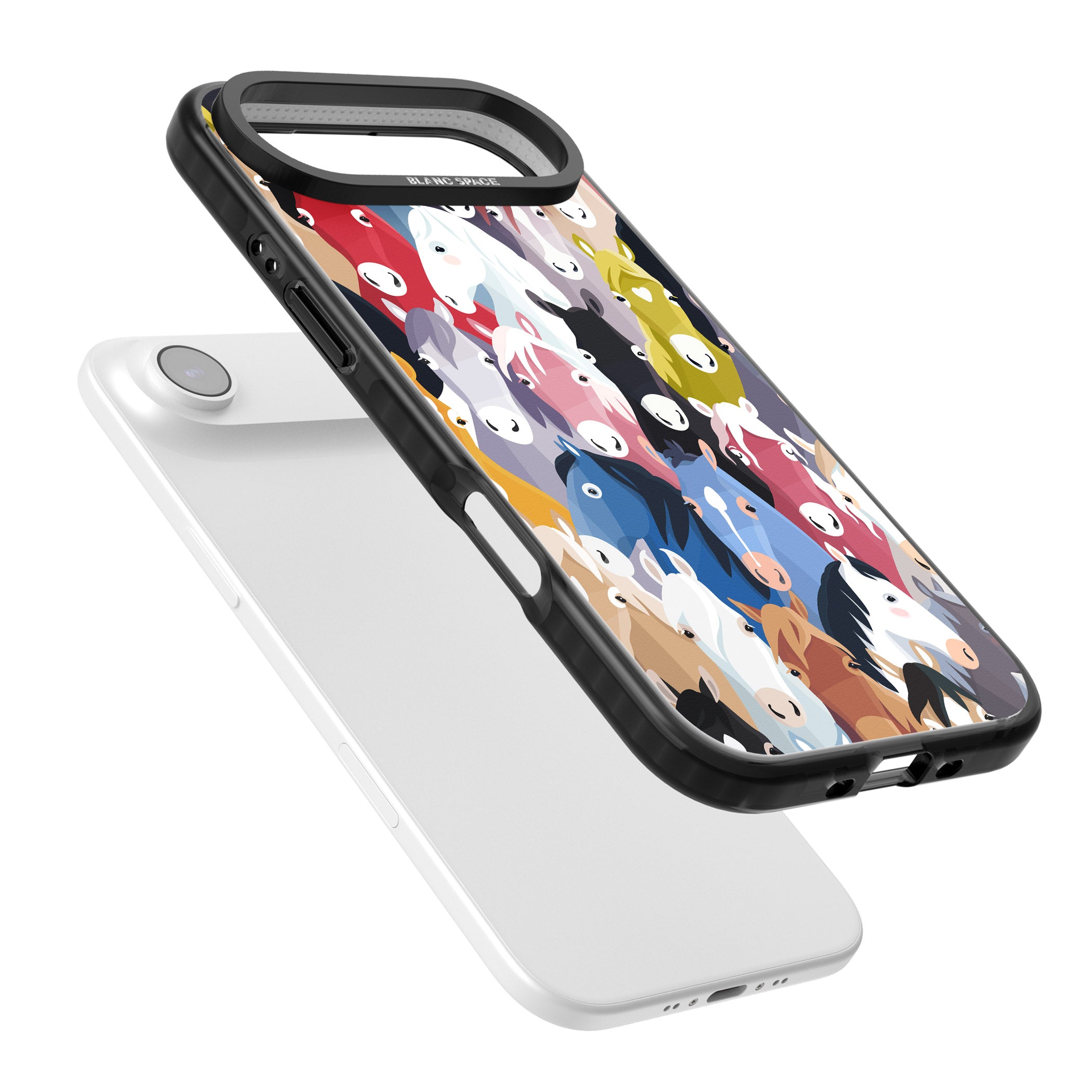 Colourful Horse Pattern iPhone 17 Air Impact Pro Black Phone Case Colours