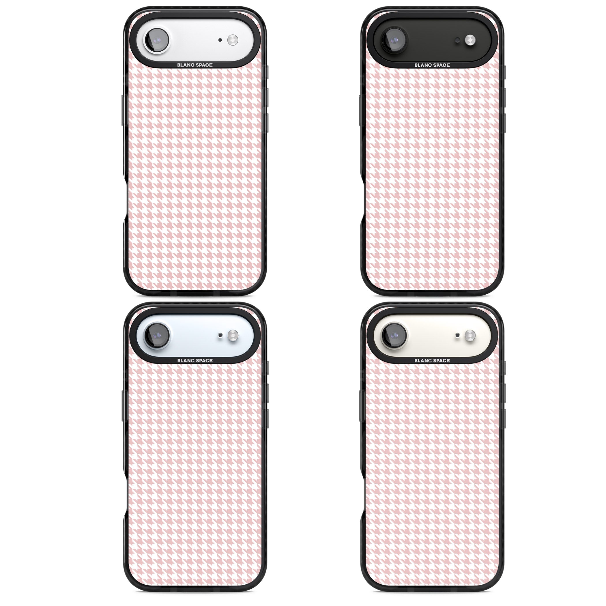 Pink Houndstooth Pattern iPhone 17 Air Impact Pro Black Phone Case APT Impact Protection