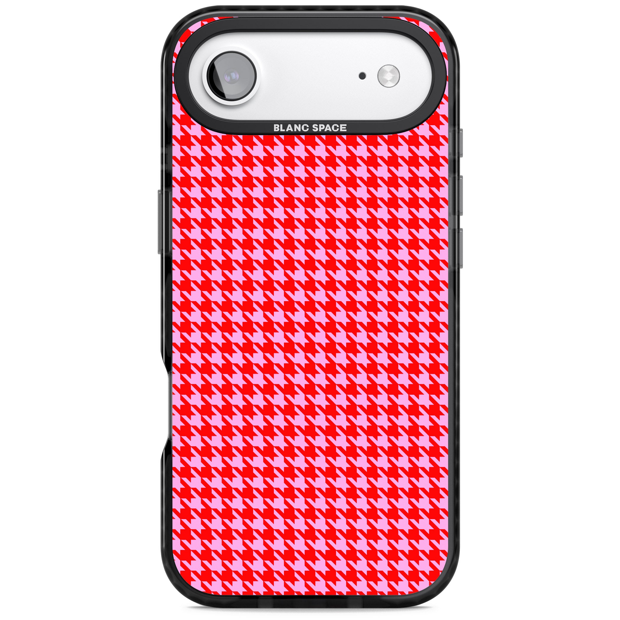 Neon Pink & Red Houndstooth iPhone 17 Air Impact Pro Black Phone Case