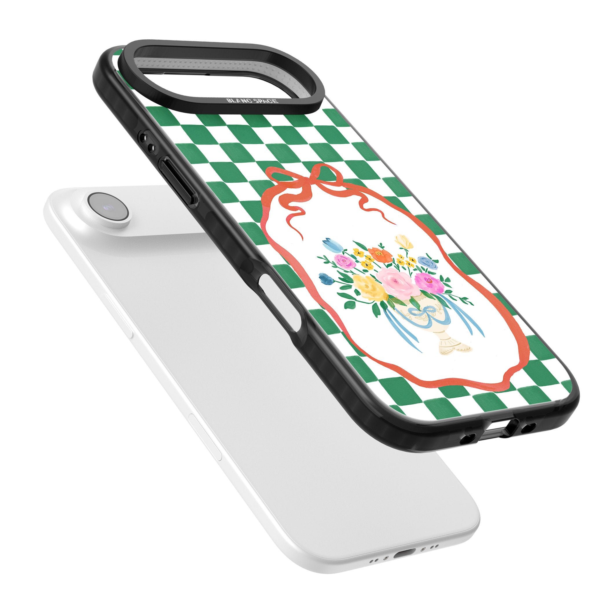 Green Checked Bouquet iPhone 17 Air Impact Pro Black Phone Case Colours