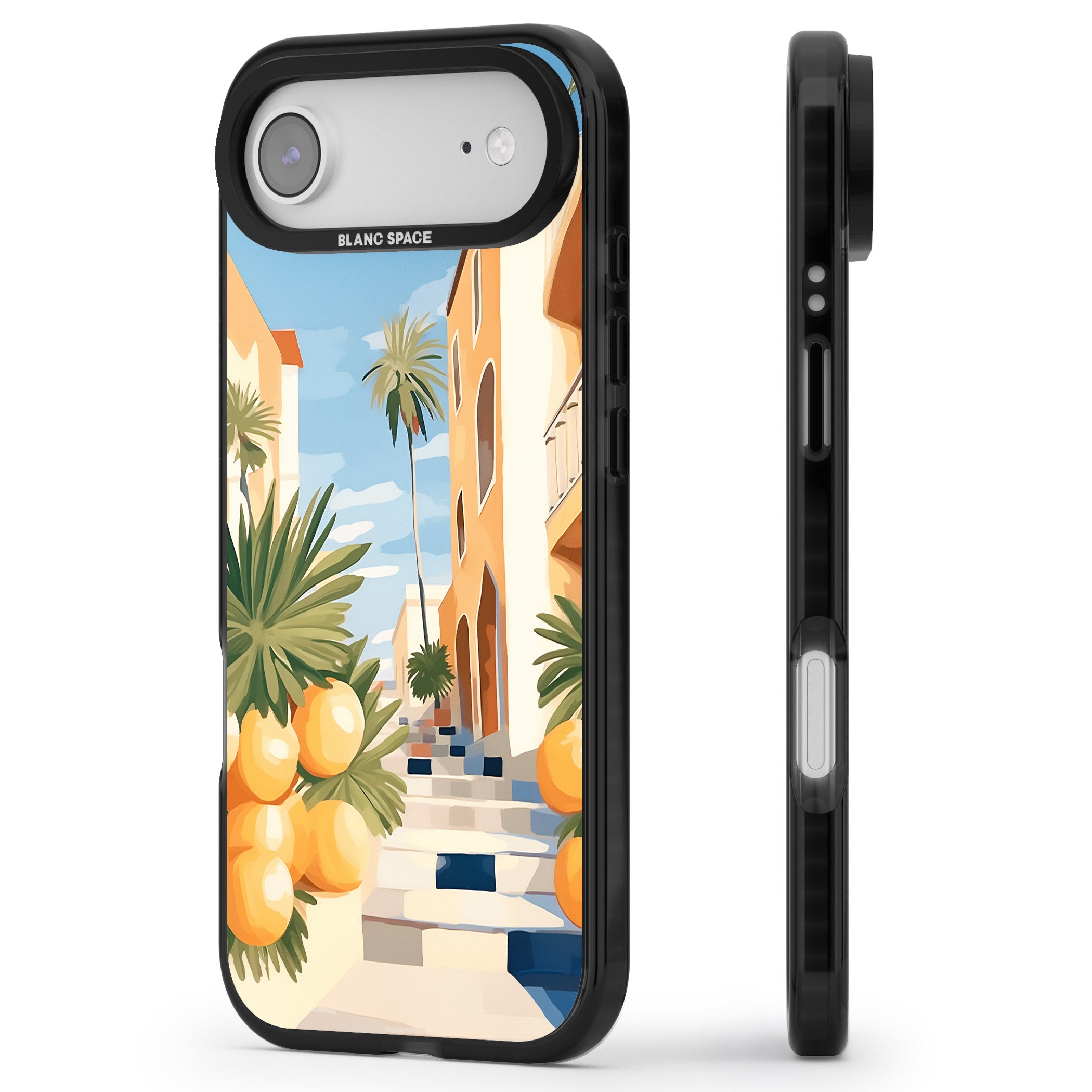 Mediterranean Village iPhone 17 Air Impact Pro Black Phone Case Side Profile