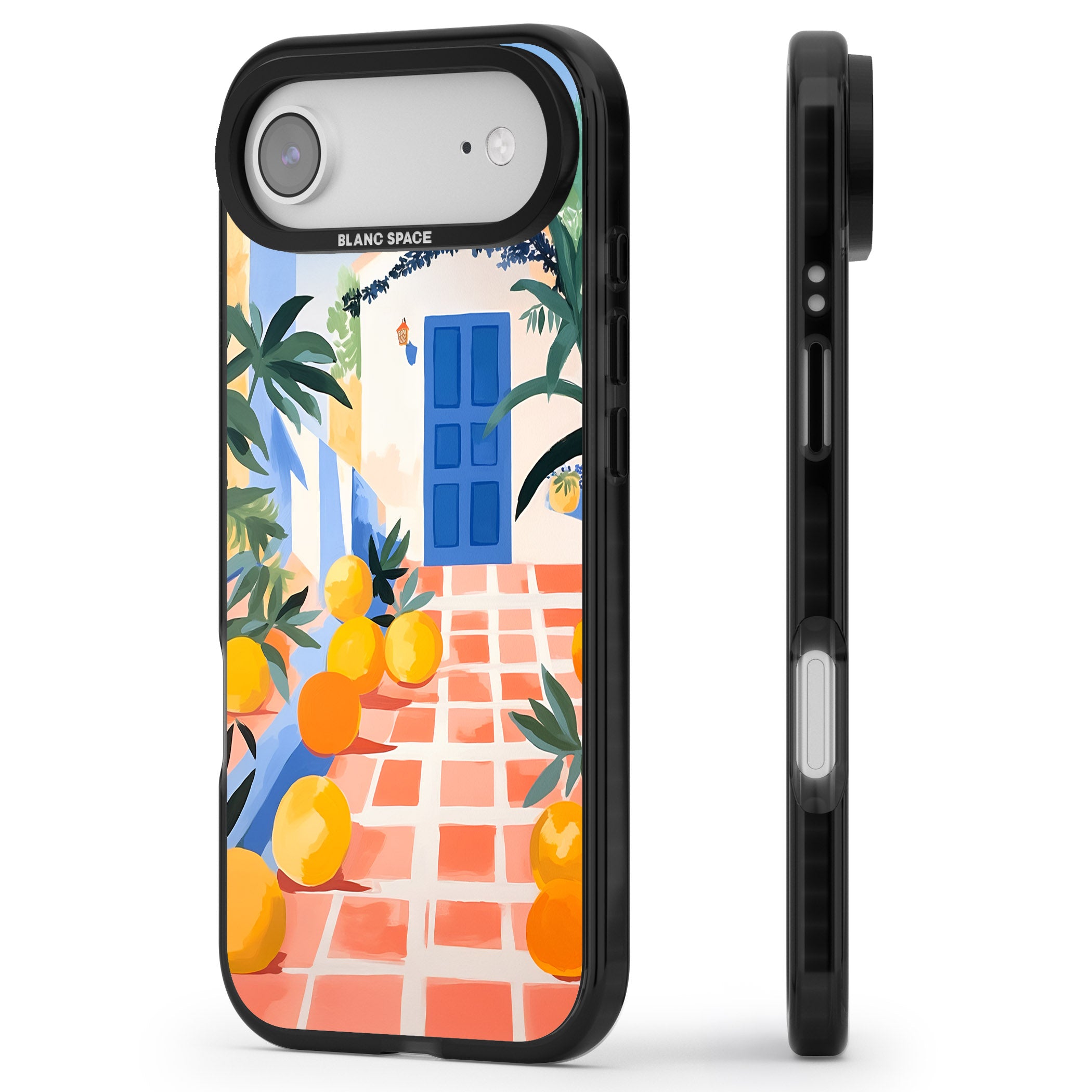 Greek Courtyard iPhone 17 Air Impact Pro Black Phone Case Side Profile