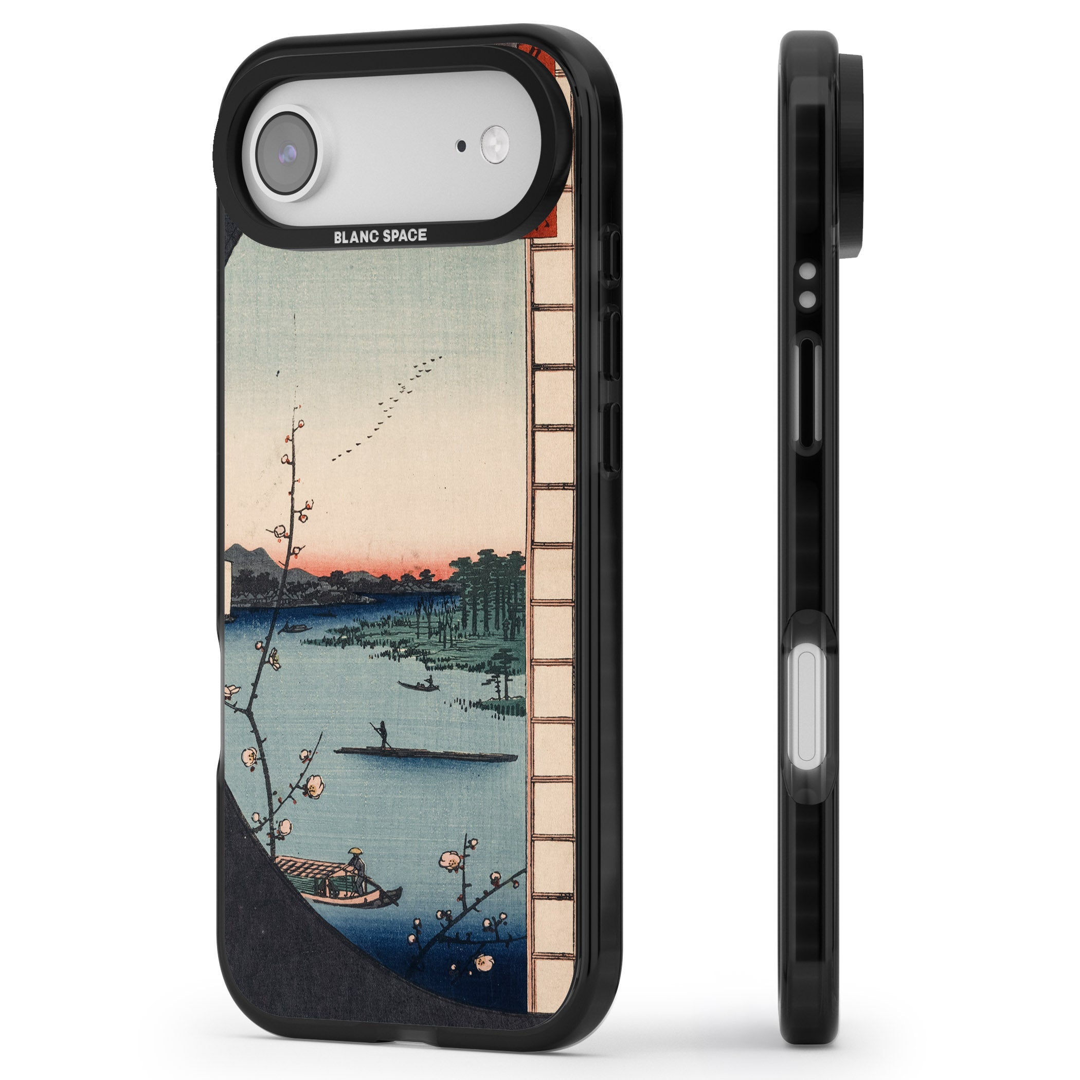 Vintage Japanese Illustrations Lake At Sunset iPhone 17 Air Impact Pro Black Phone Case Side Profile