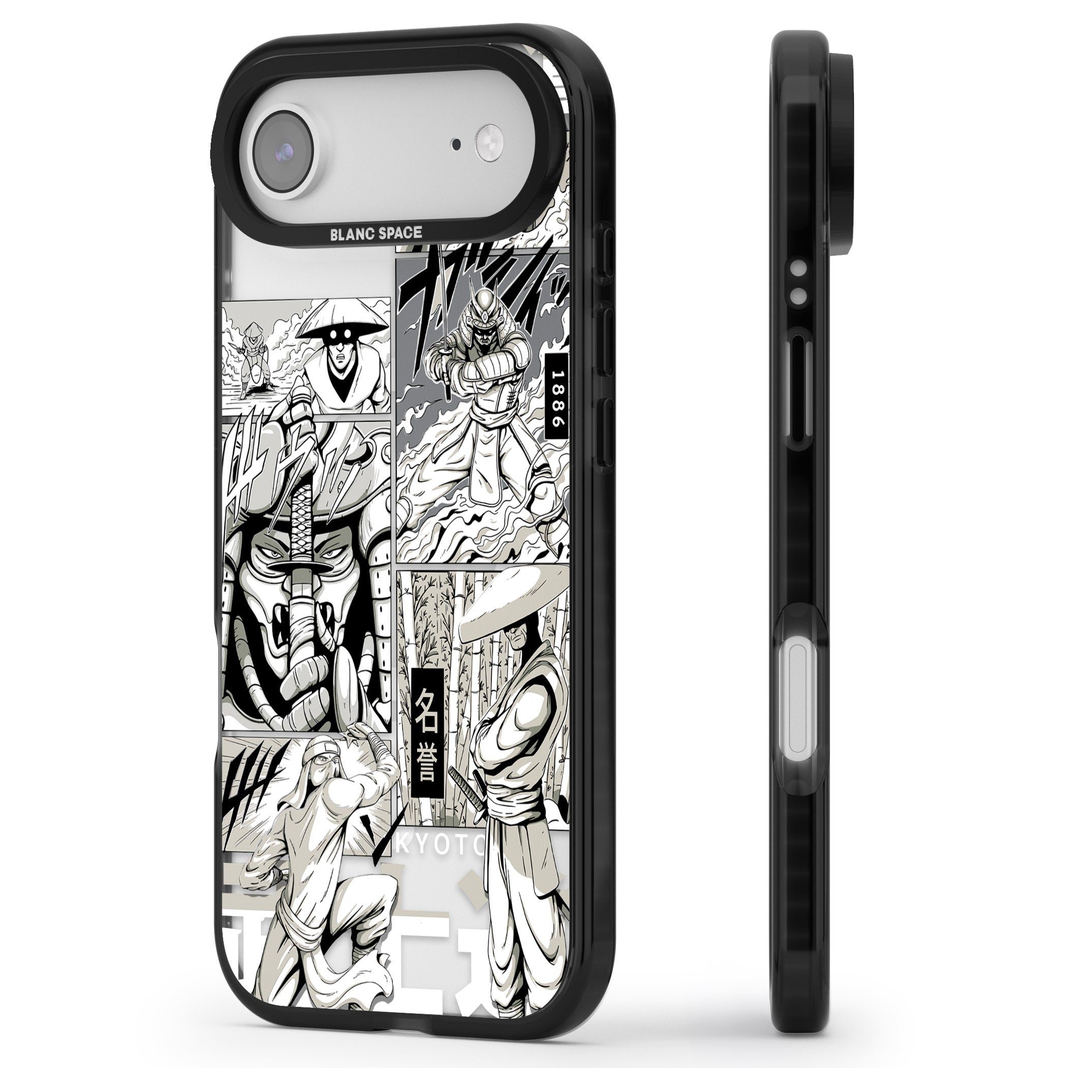 Greyscale Anime Comic iPhone 17 Air Impact Pro Black Phone Case Side Profile