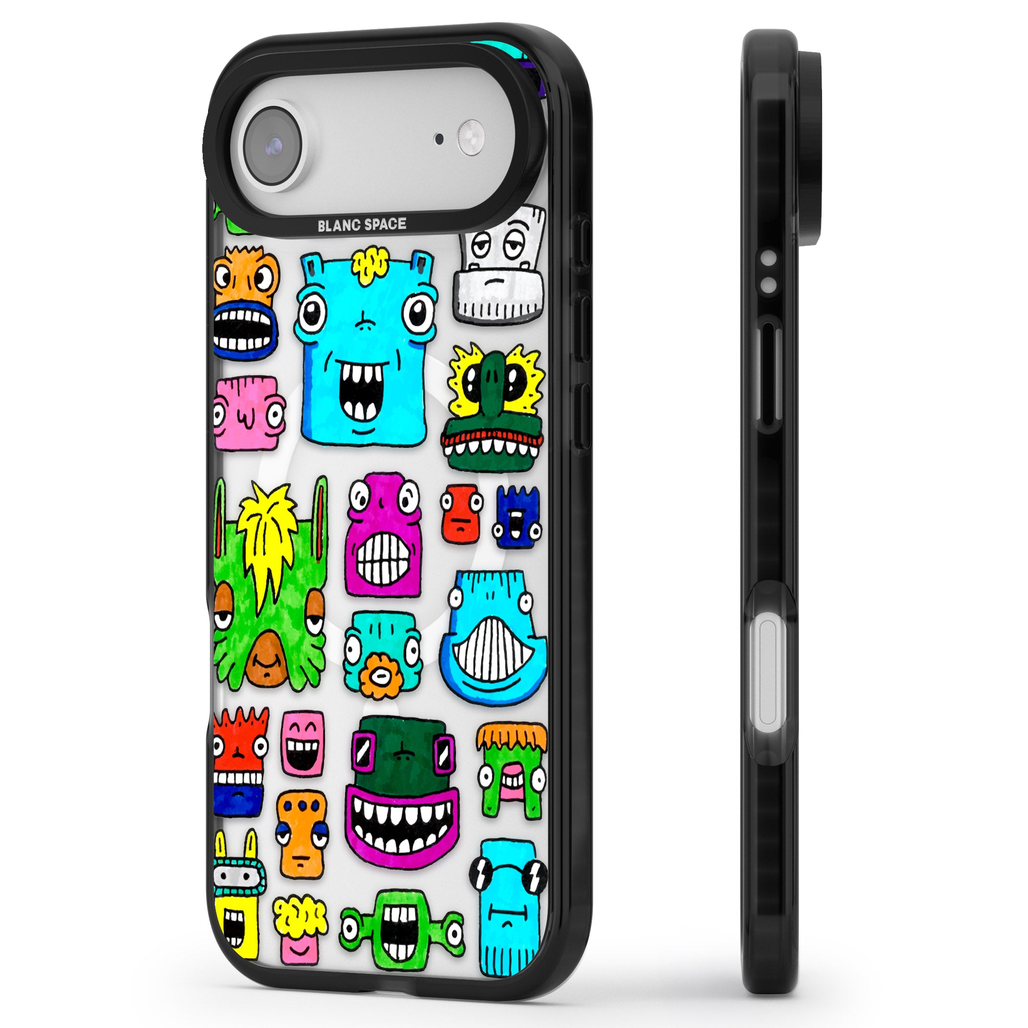 Burst Heads Colour iPhone 17 Air Impact Pro Black Phone Case Side Profile