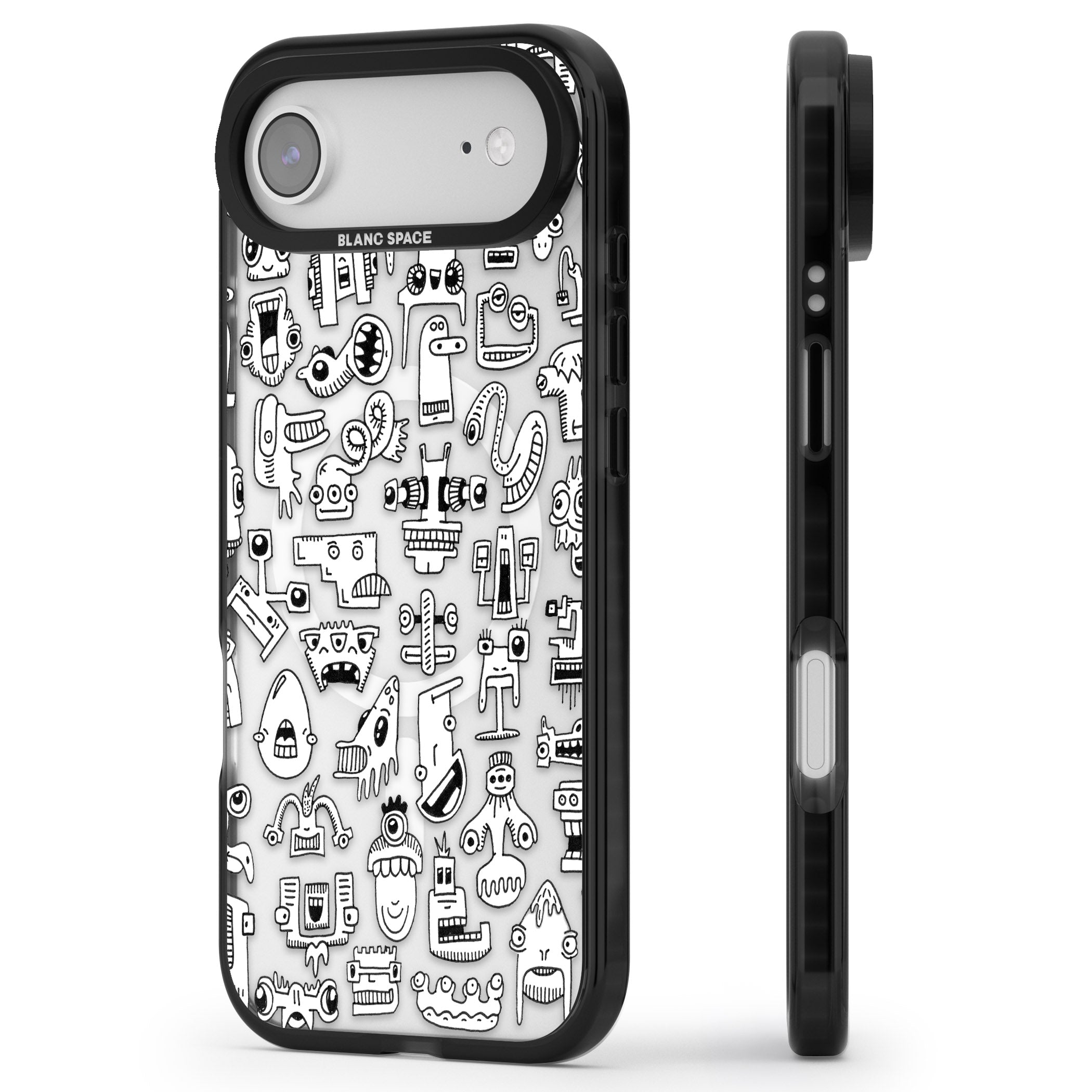 Weird Friends iPhone 17 Air Impact Pro Black Phone Case Side Profile