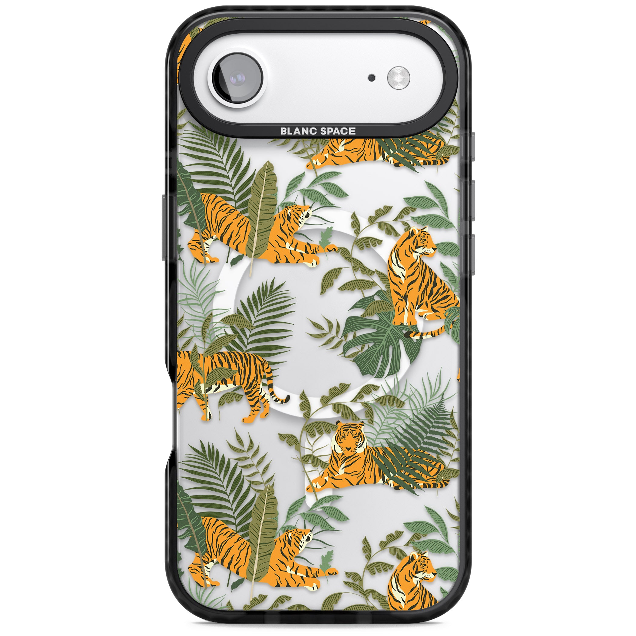 Tiger & Fern Jungle iPhone 17 Air Impact Pro Black Phone Case