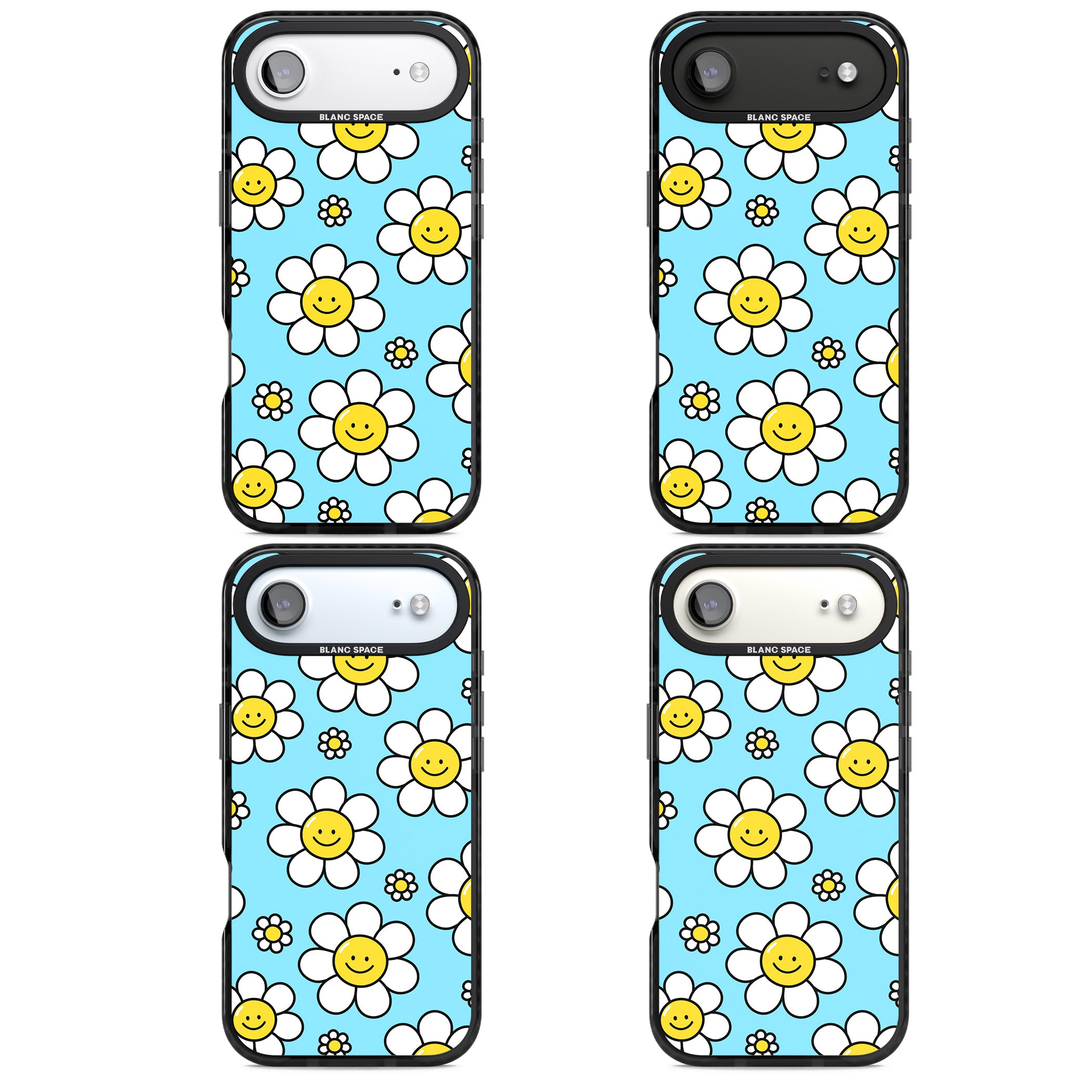 Daisy Faces Kawaii Pattern iPhone 17 Air Impact Pro Black Phone Case APT Impact Protection