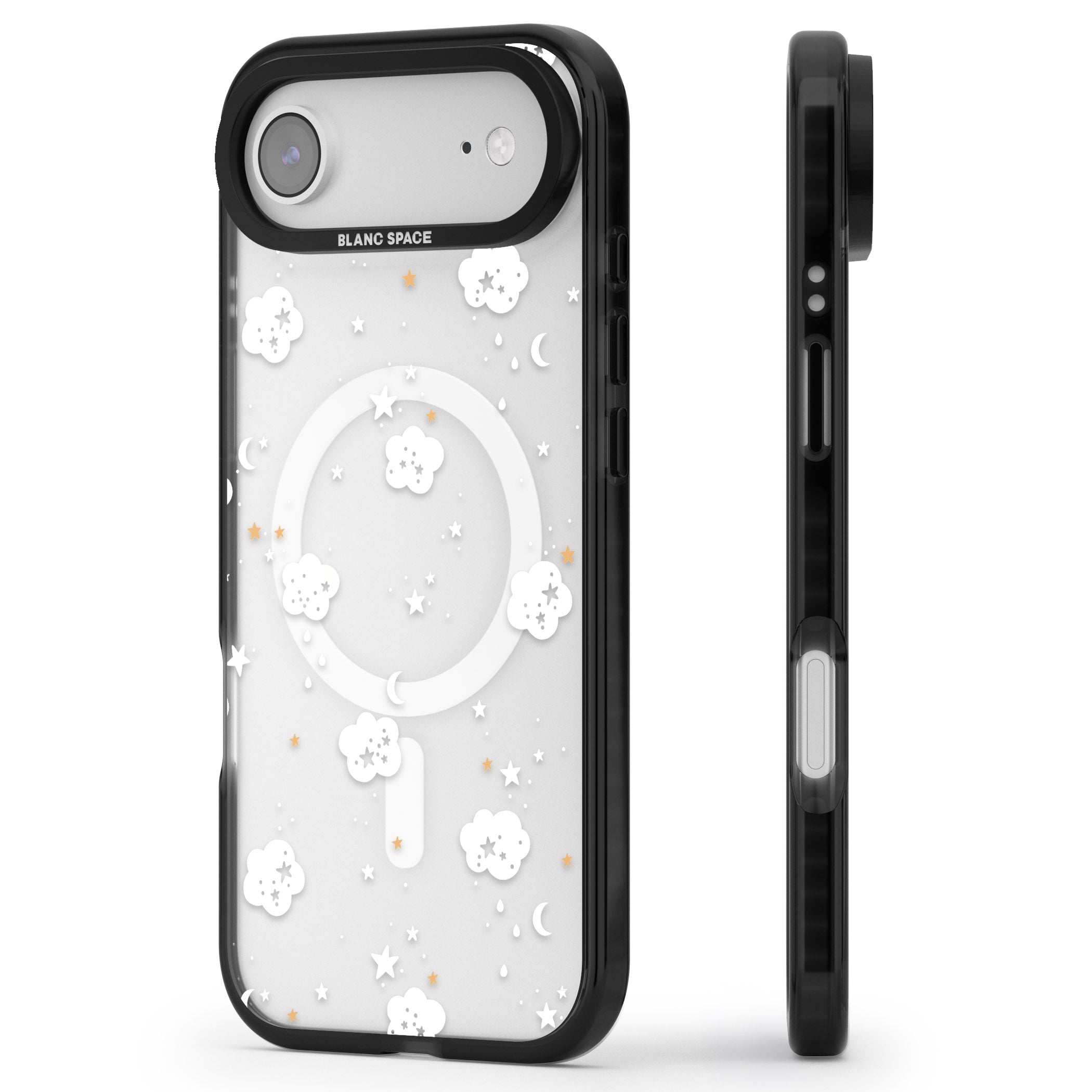 Starry Night Cloud iPhone 17 Air Impact Pro Black Phone Case Side Profile