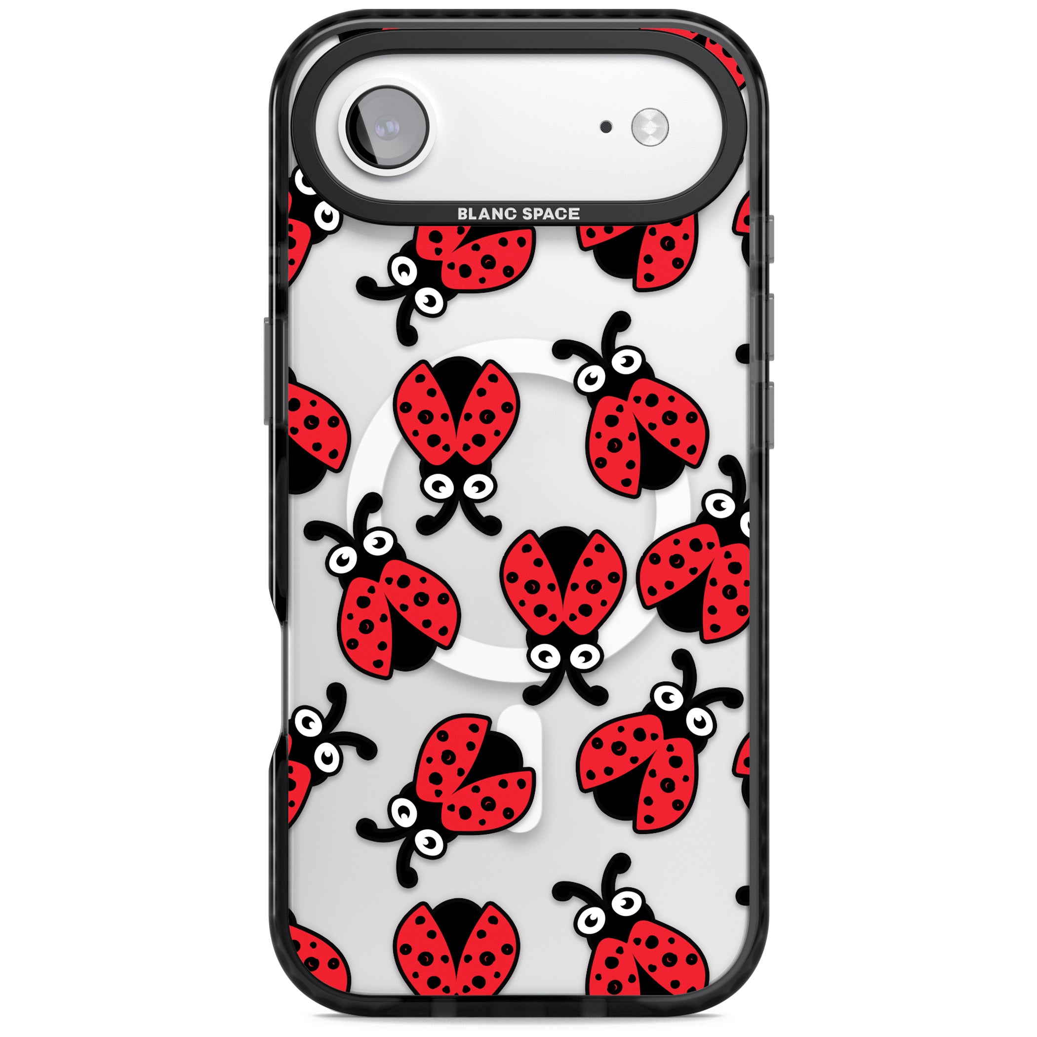 Ladybug Pattern iPhone 17 Air Impact Pro Black Phone Case