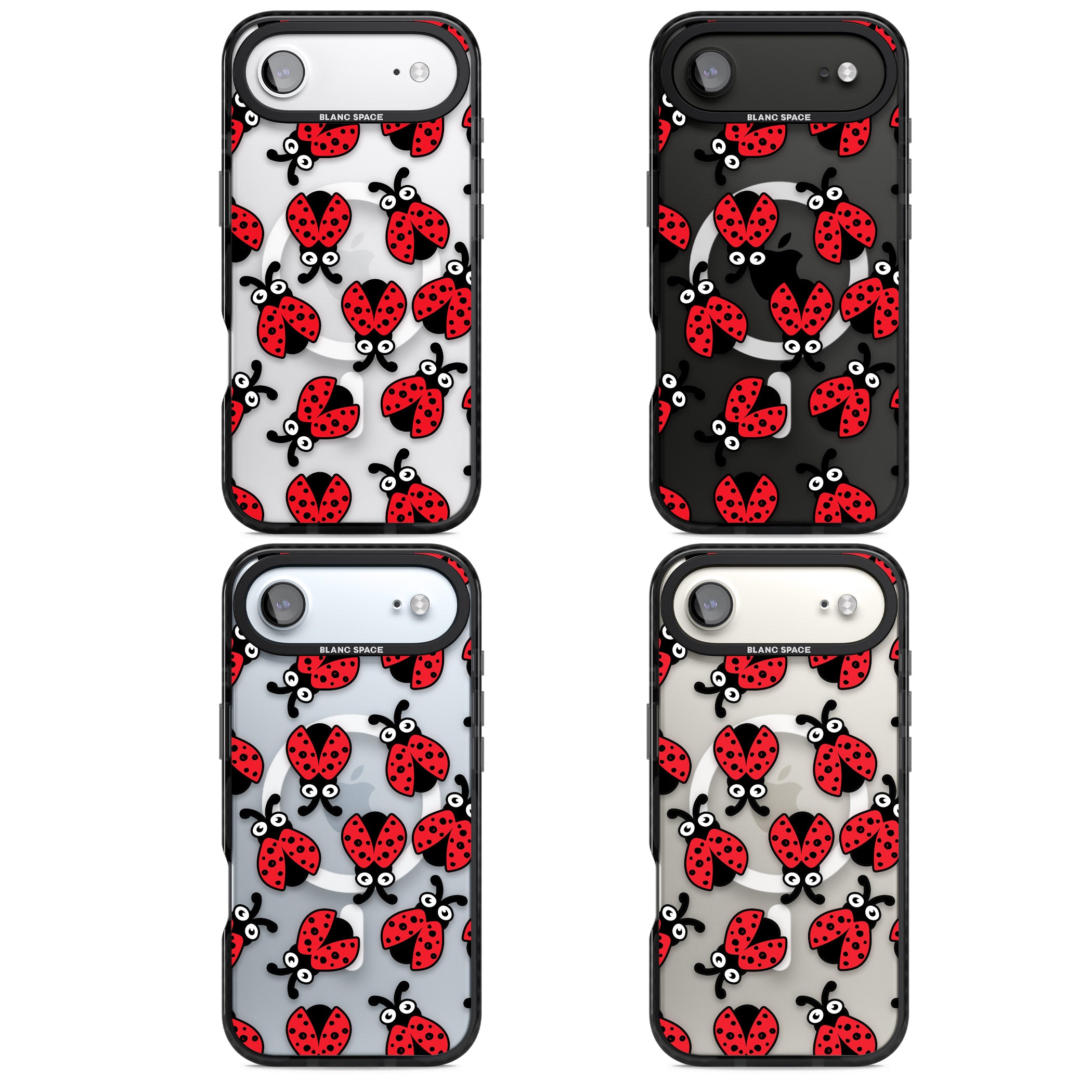 Ladybug Pattern iPhone 17 Air Impact Pro Black Phone Case APT Impact Protection