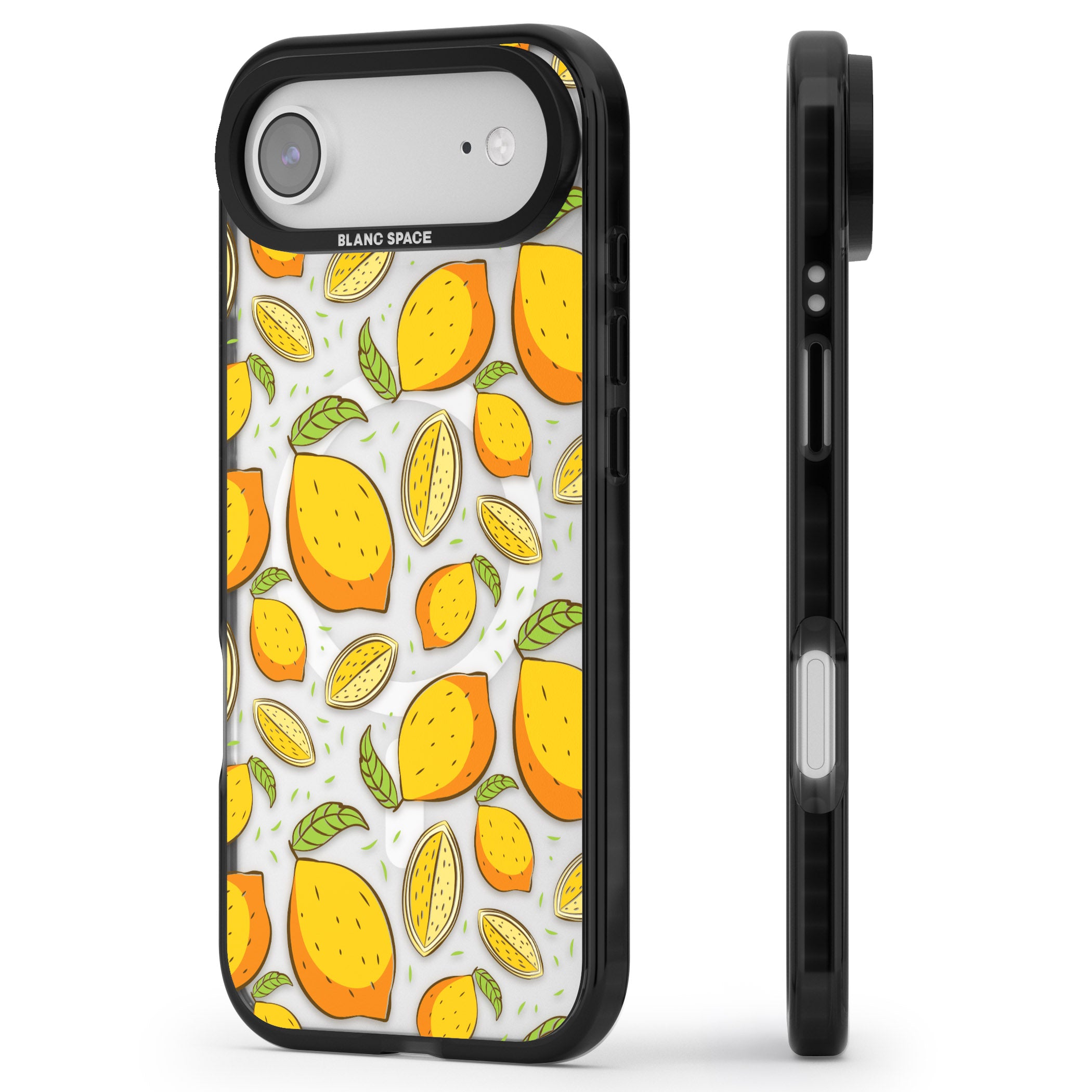 Lemon Pattern iPhone 17 Air Impact Pro Black Phone Case Side Profile