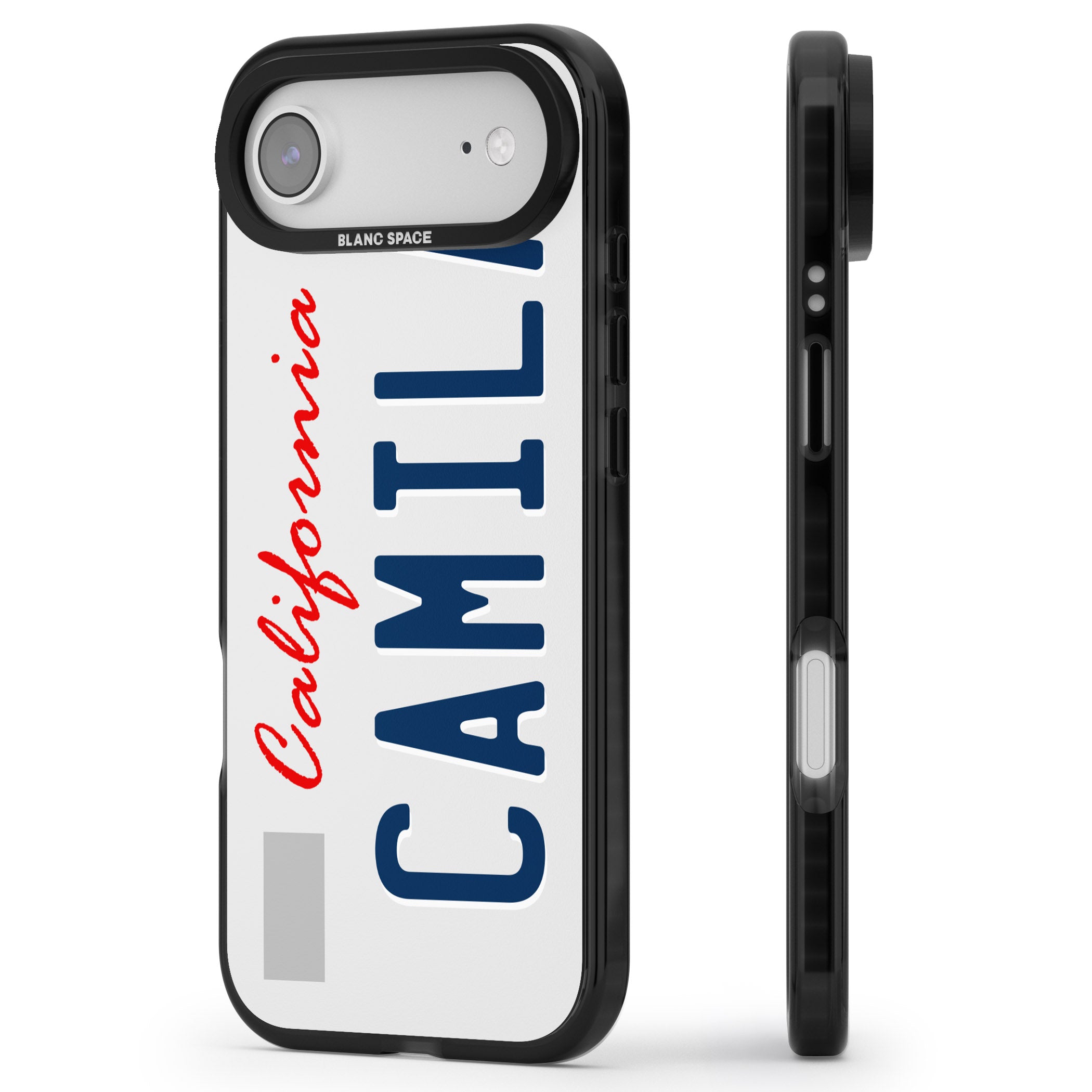 Personalised California License Plate iPhone 17 Air Impact Pro Black Phone Case Side Profile