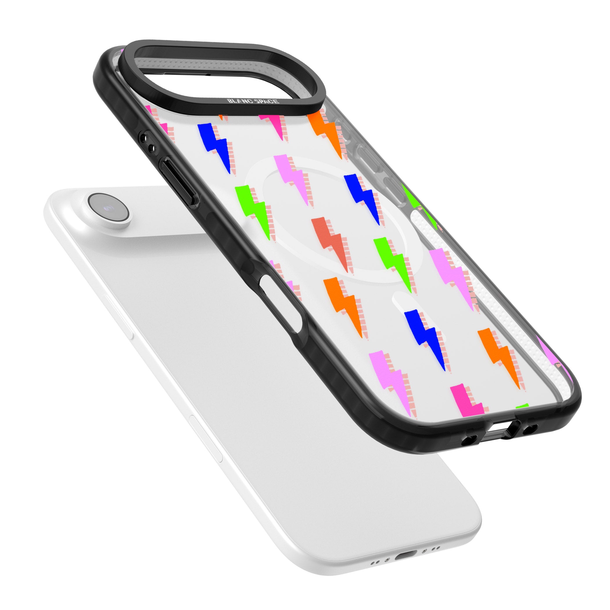 Rainbow Pop Lightning iPhone 17 Air Impact Pro Black Phone Case Colours