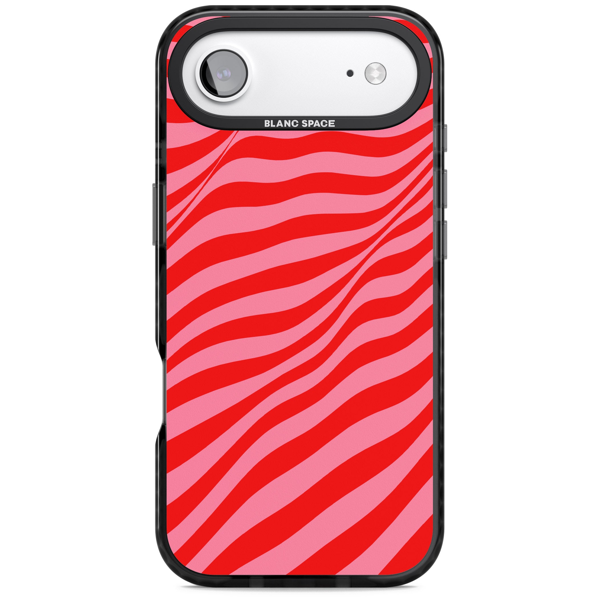 Pink & Red Distorted Line iPhone 17 Air Impact Pro Black Phone Case