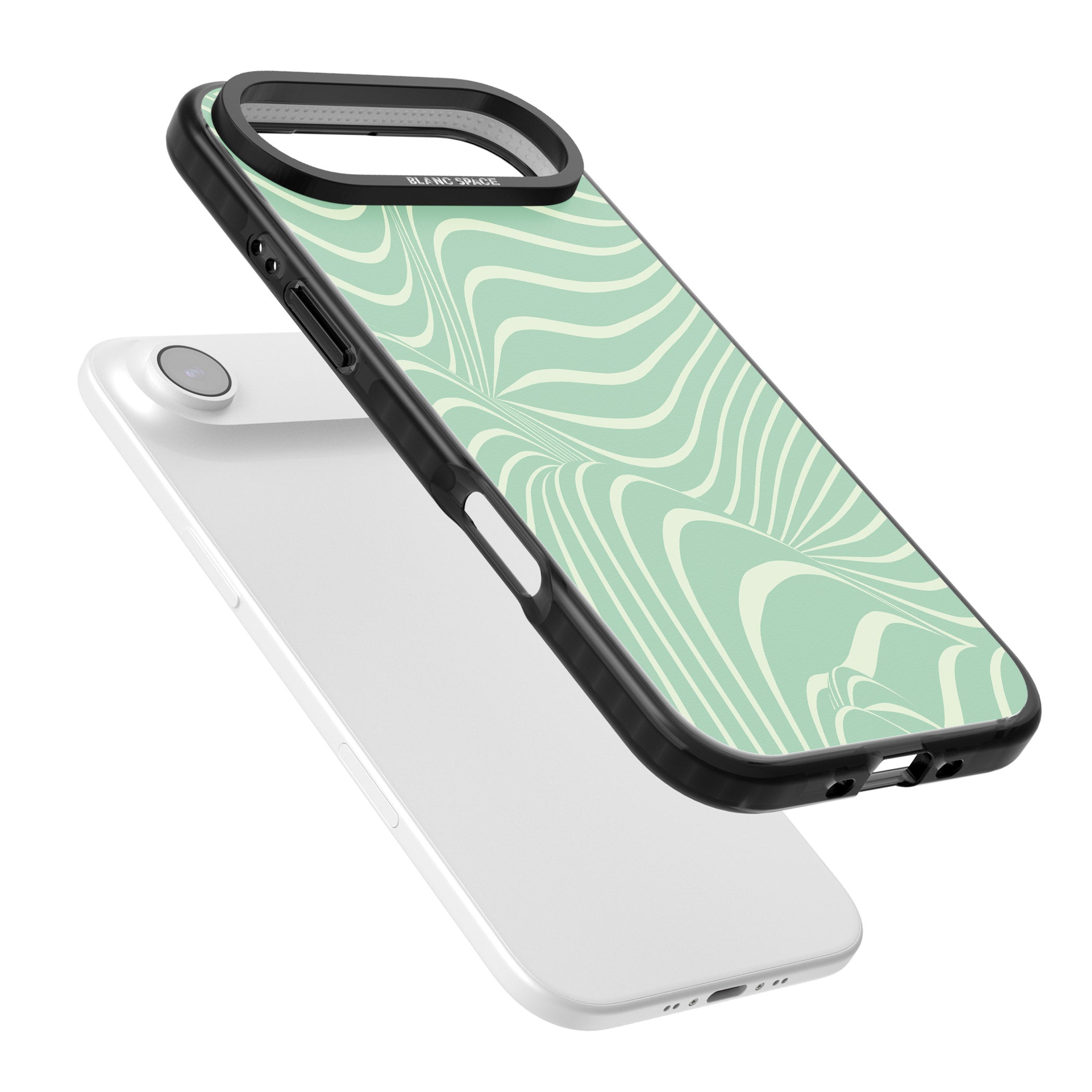 Mint Green Distorted Line iPhone 17 Air Impact Pro Black Phone Case Colours