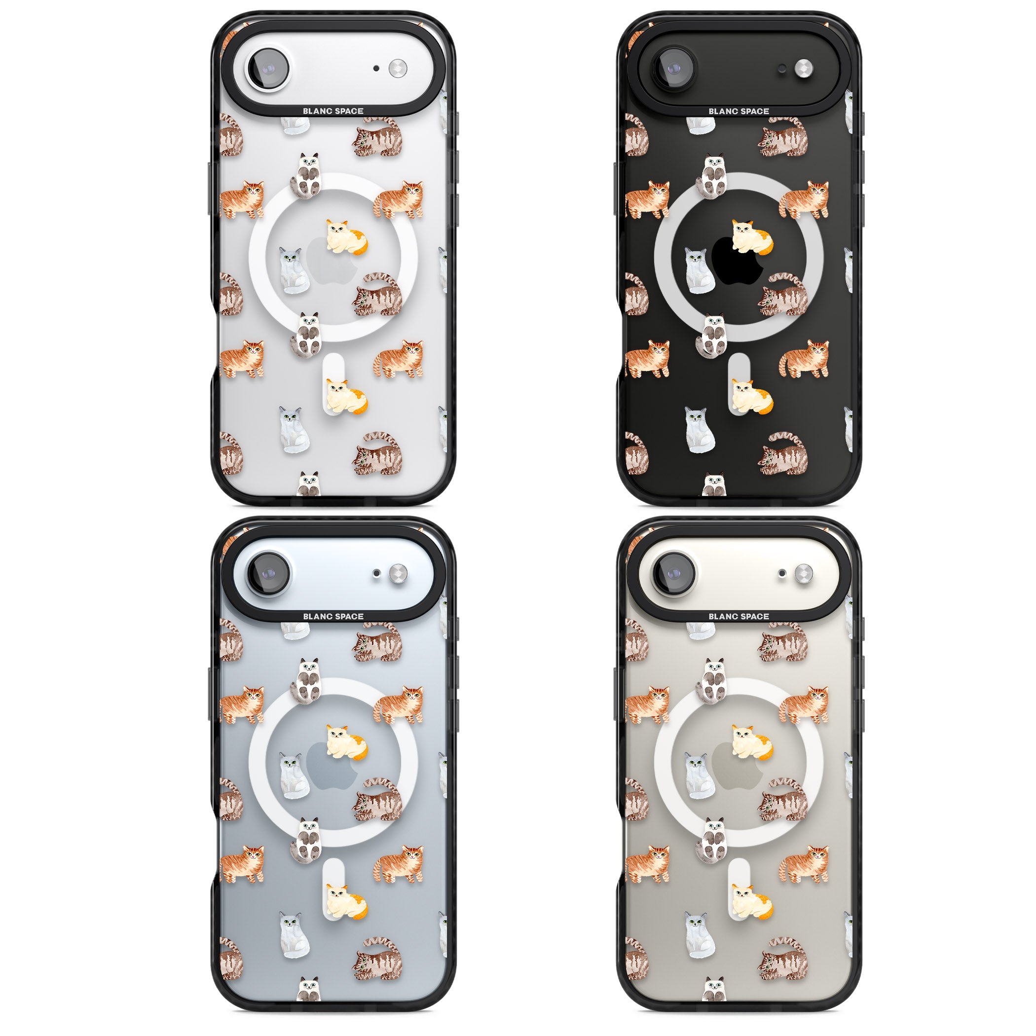 Cute Cat Pattern Classic iPhone 17 Air Impact Pro Black Phone Case APT Impact Protection