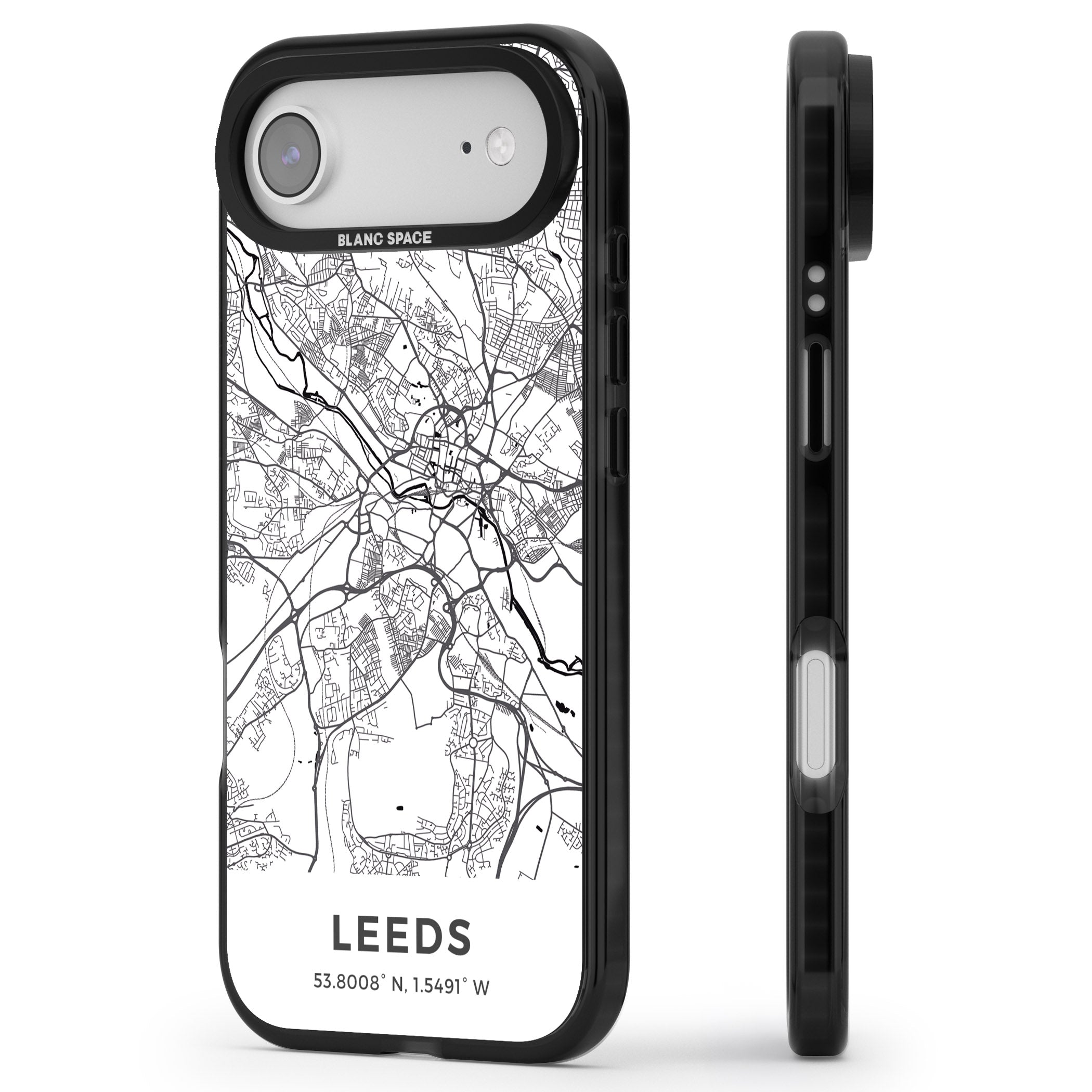 Leeds Map iPhone 17 Air Impact Pro Black Phone Case Side Profile