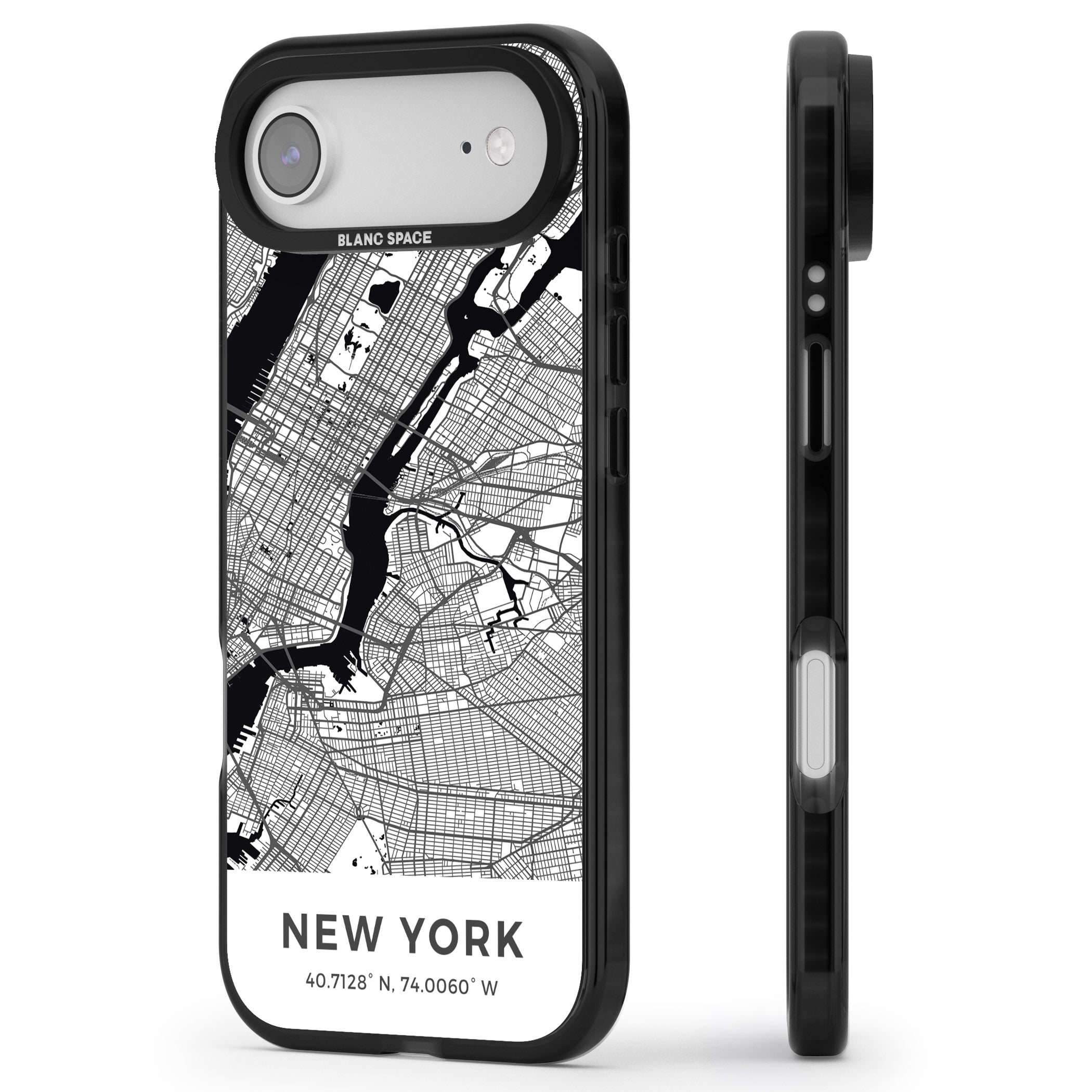 New York Map iPhone 17 Air Impact Pro Black Phone Case Side Profile