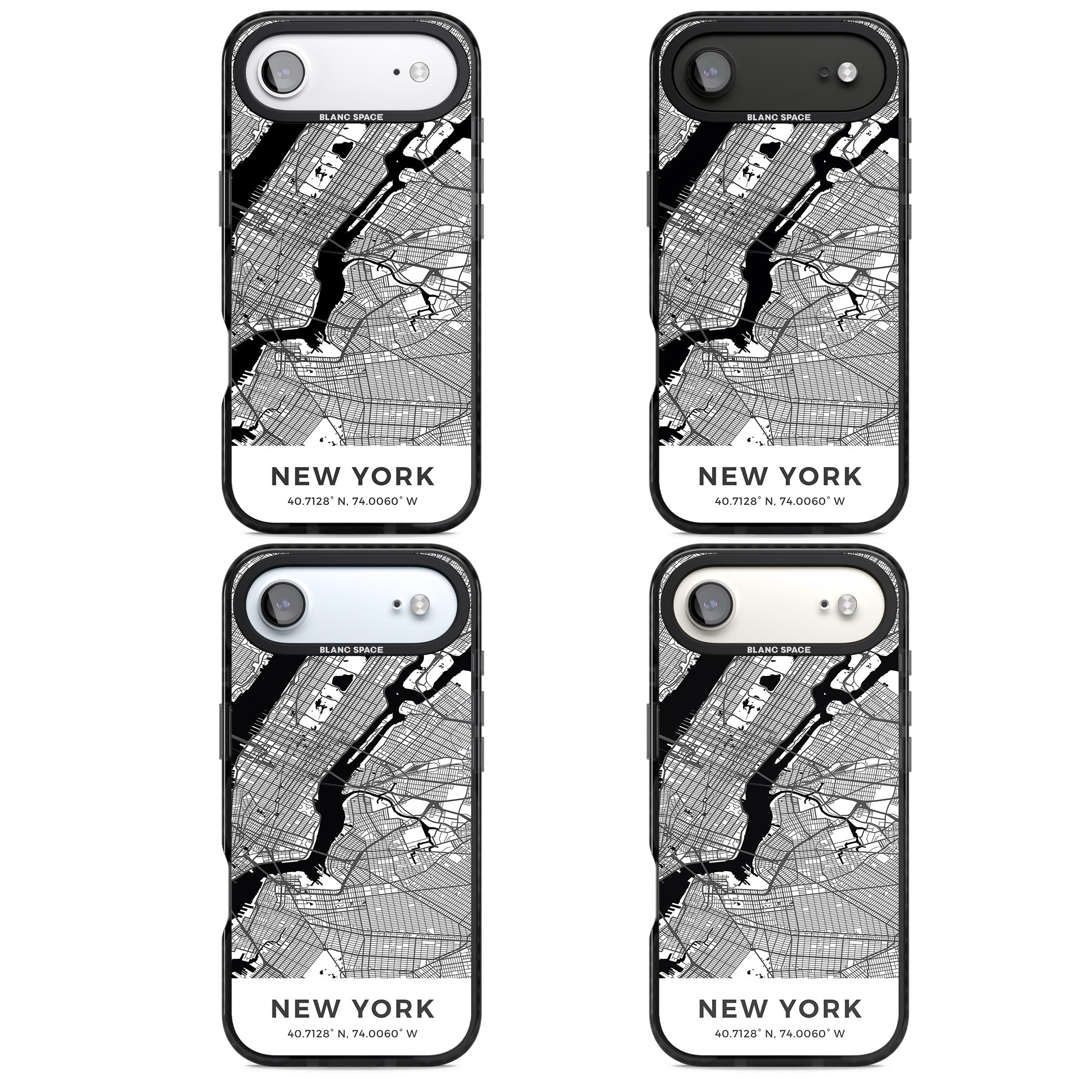 New York Map iPhone 17 Air Impact Pro Black Phone Case APT Impact Protection