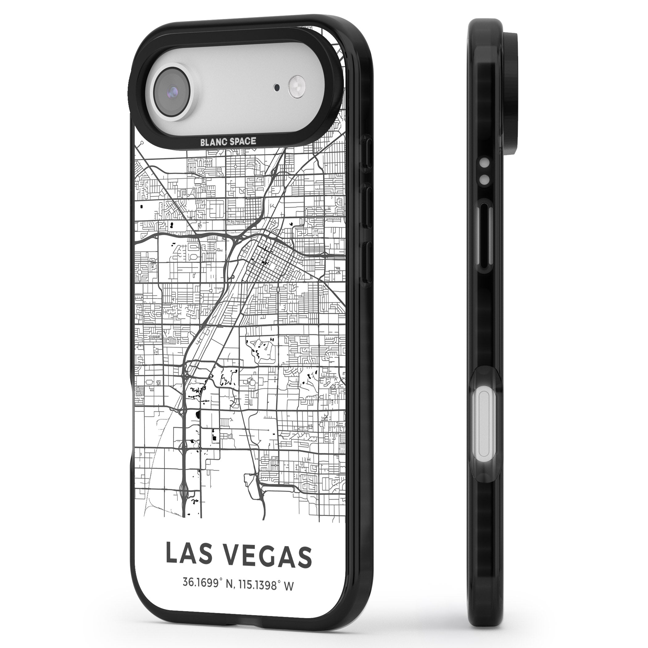 Las Vegas Map iPhone 17 Air Impact Pro Black Phone Case Side Profile
