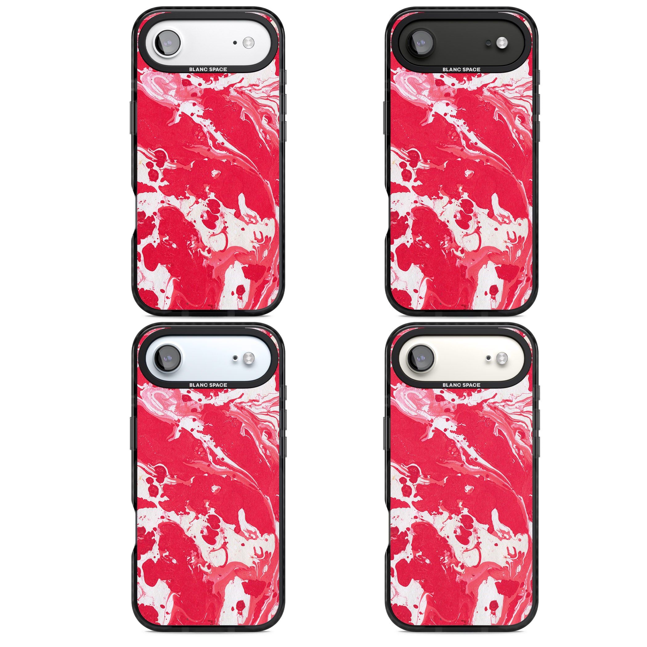 Red & White Marbled iPhone 17 Air Impact Pro Black Phone Case APT Impact Protection