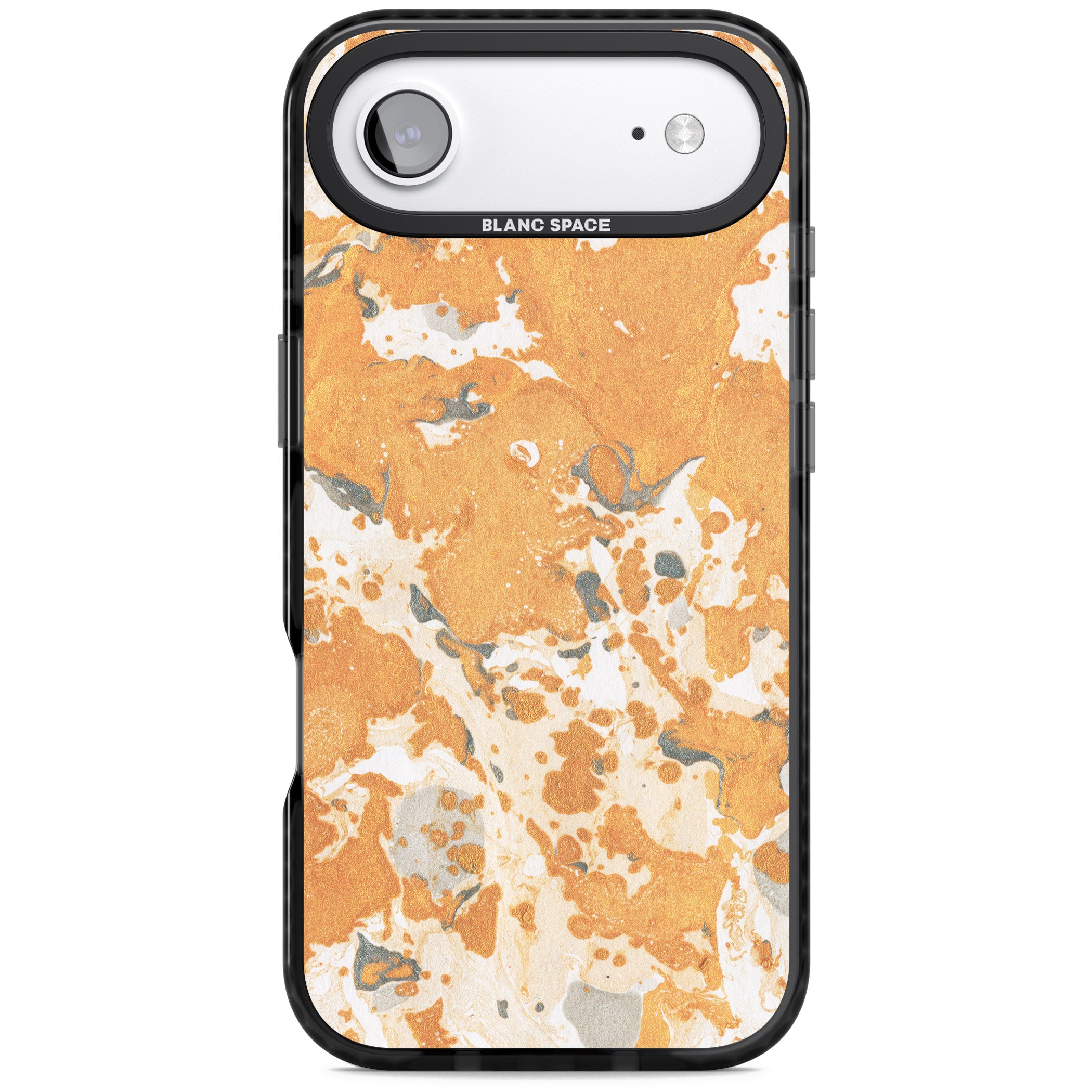 Orange Marbled iPhone 17 Air Impact Pro Black Phone Case