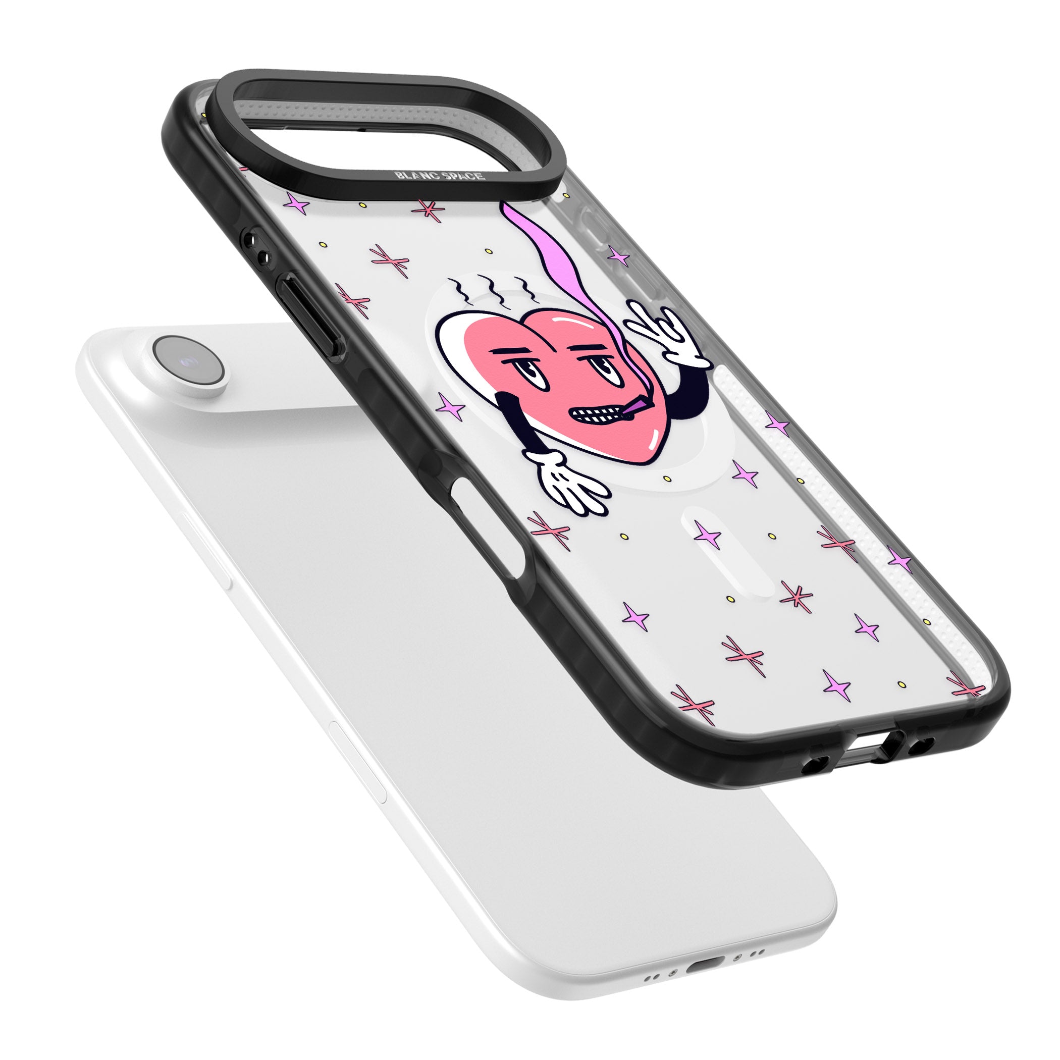 Quirky Heart iPhone 17 Air Impact Pro Black Phone Case Colours