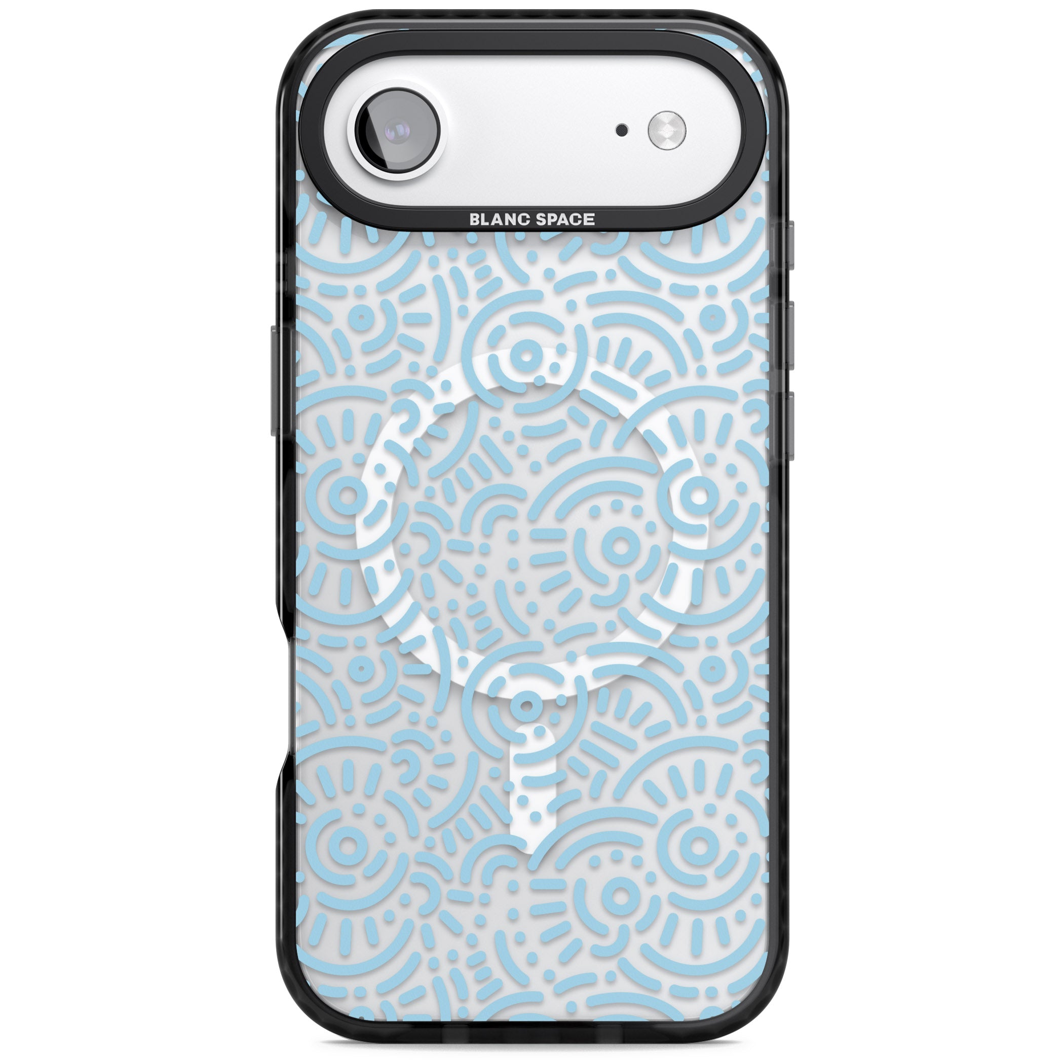 Light Blue Retro Pattern iPhone 17 Air Impact Pro Black Phone Case