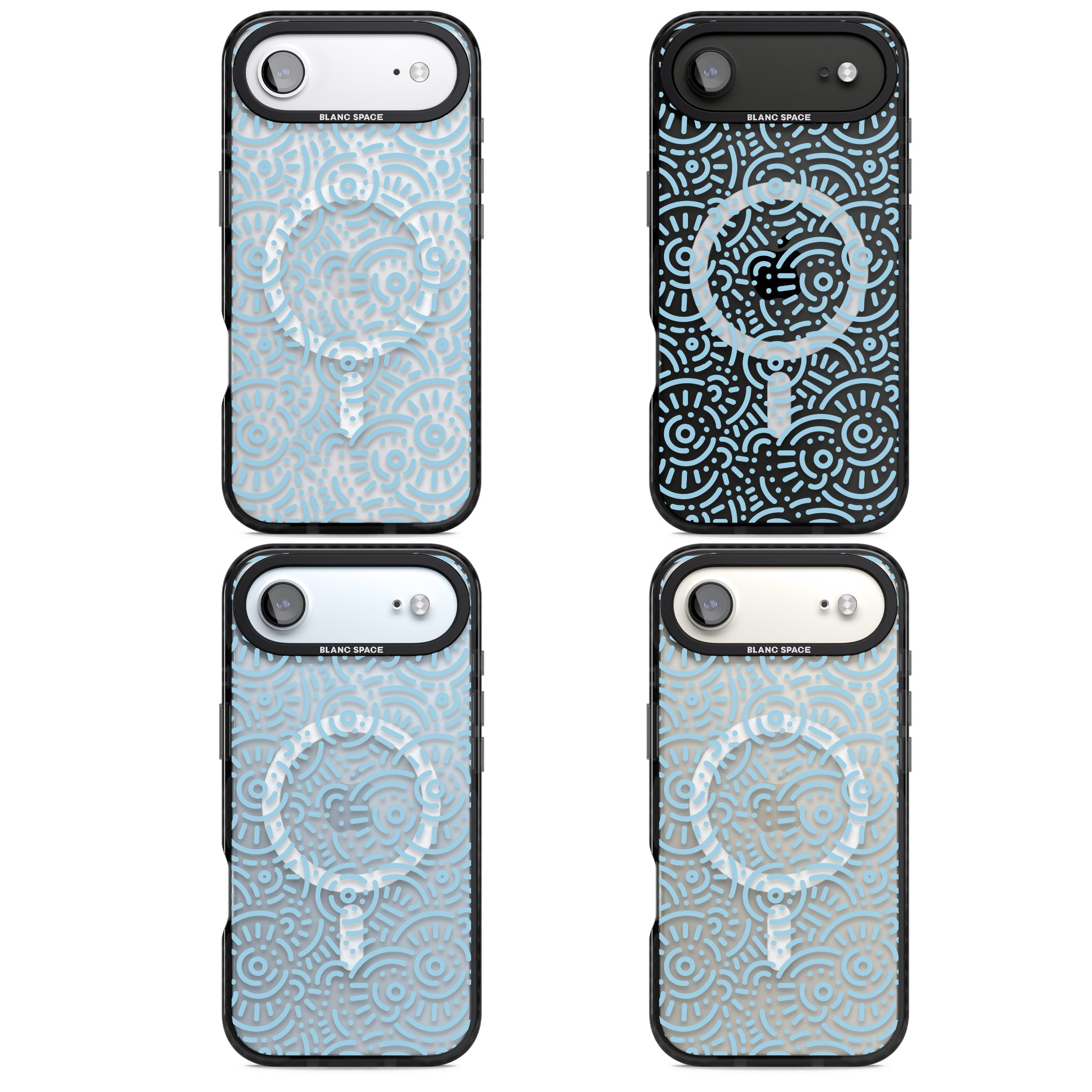 Light Blue Retro Pattern iPhone 17 Air Impact Pro Black Phone Case APT Impact Protection